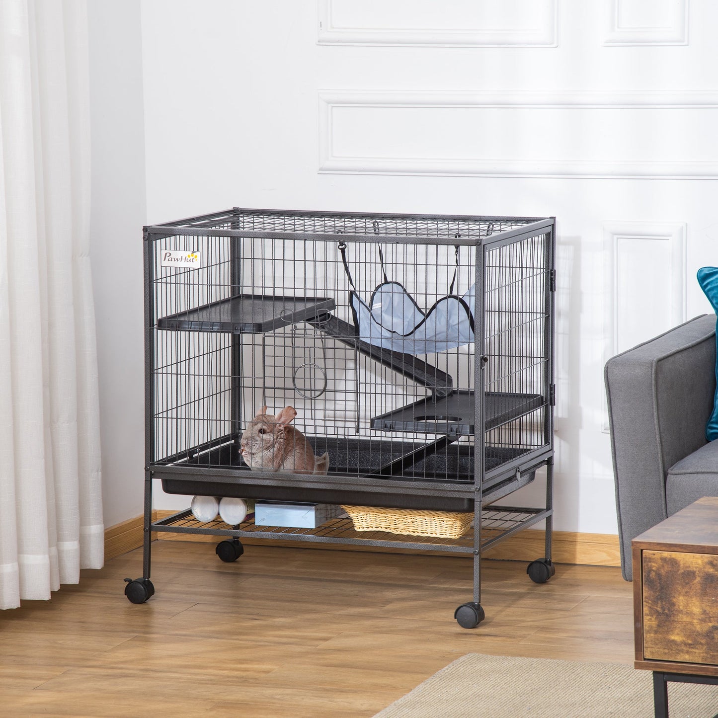 Small Animal Cage with Hammock, 3-Tier Ferret Cage Removable Tray - Gallery Canada