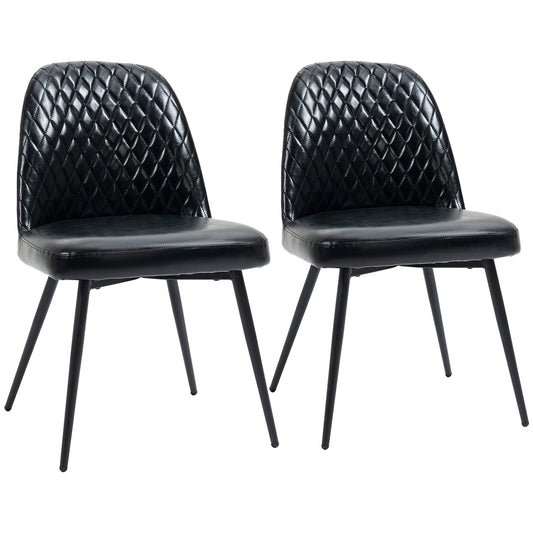 Dining Chairs Set of 2, Modern Kitchen Chairs with Faux Leather Upholstery and Steel Legs for Living Room, Dining Room, Bedroom, Black - Gallery Canada