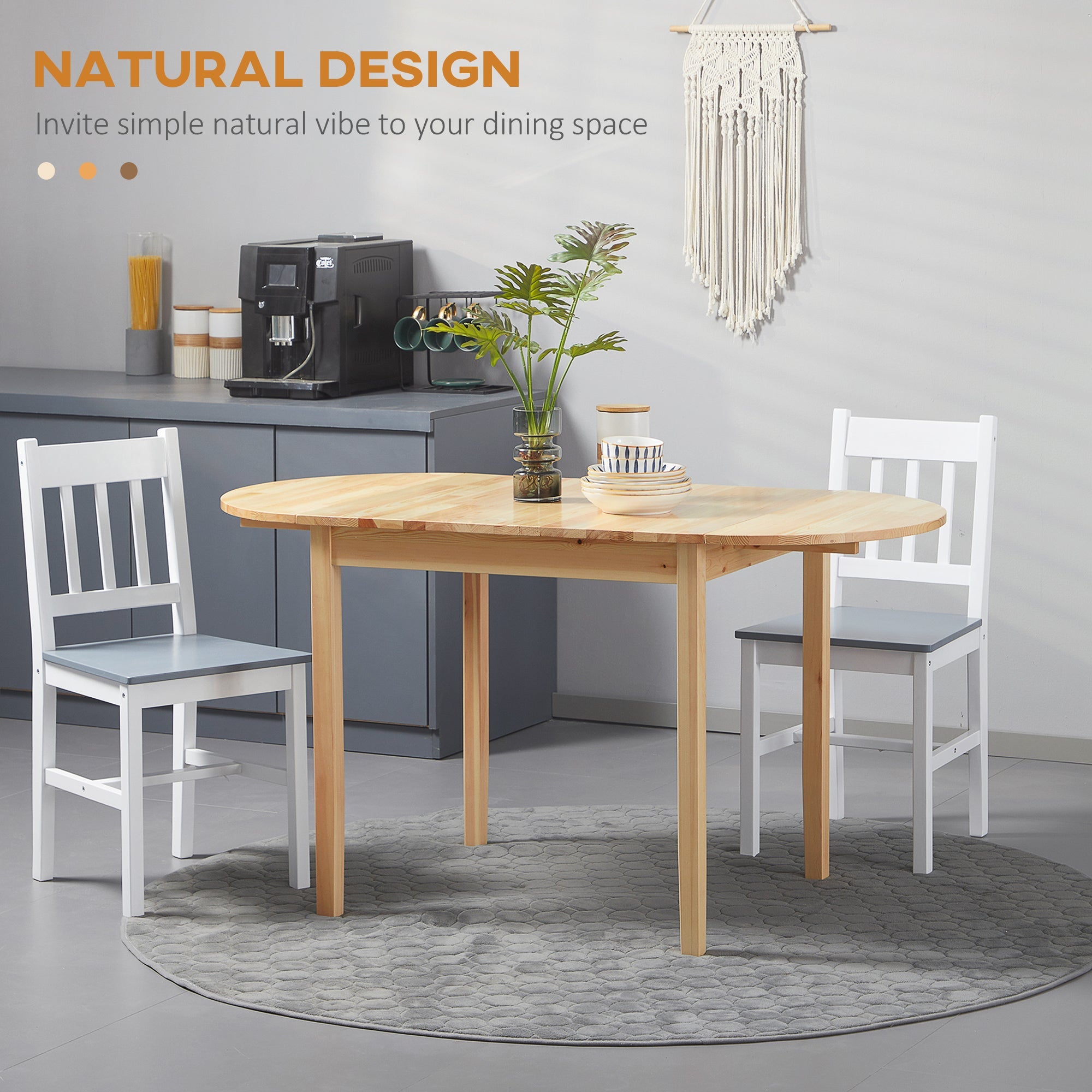 Solid Wood Kitchen Table, Drop Leaf Tables for Small Spaces, Folding Dining Table, Natural Bar Tables & Dining Tables   at Gallery Canada