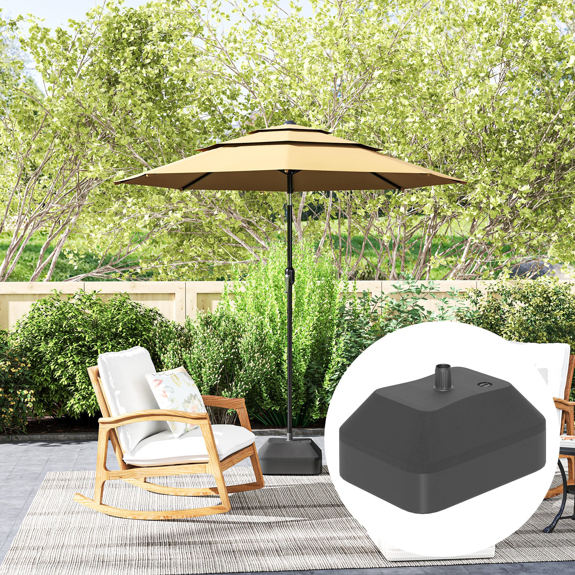 Fillable Patio Umbrella Base, Heavy Duty Outdoor Umbrella Stand Base Patio Umbrella Stand, Filled Up to 53lbs with Stand or 44lbs with Water for Deck Poolside, Black Umbrella Bases at Gallery Canada