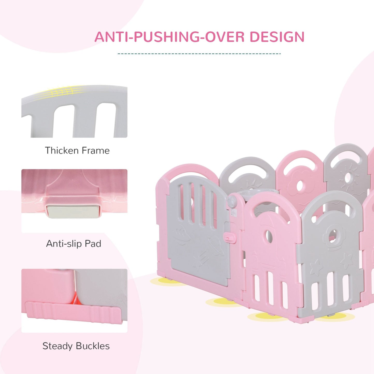 Baby Enclosure, 14 Panels Baby Playpen Baby Play Yard, Indoor &; Outdoor Kids Activity Center, Pink Baby Enclosures   at Gallery Canada