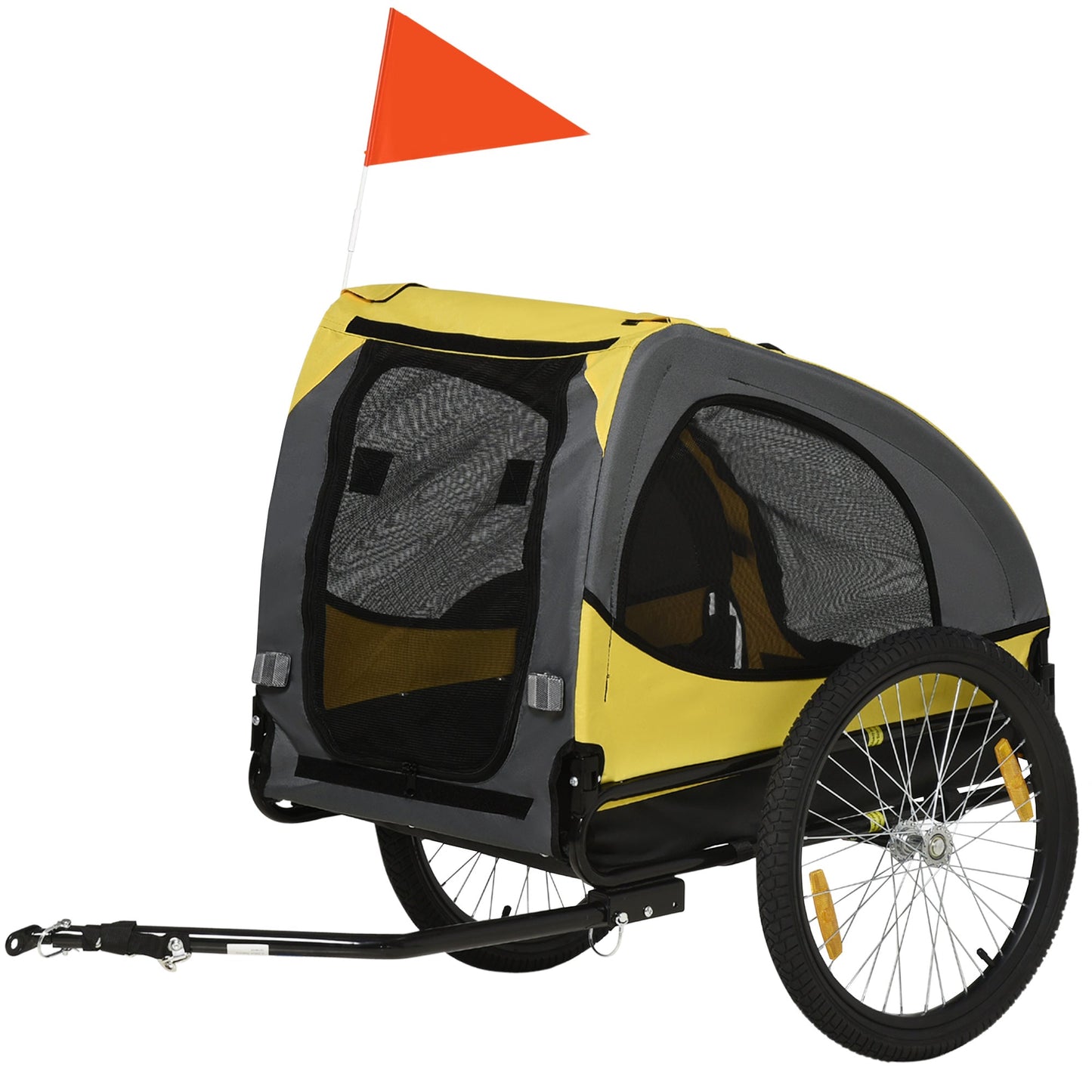 Dog Bike Trailer with Hitch Coupler, Quick Release Wheels, Reflectors, Flag for Medium Dogs, Yellow Dog Bike Trailers & Strollers Yellow  at Gallery Canada