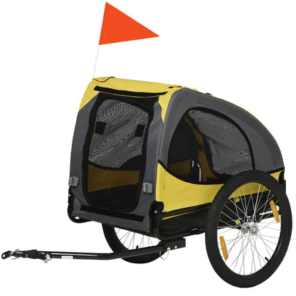 Dog Bike Trailer with Hitch Coupler, Quick Release Wheels, Reflectors, Flag for Medium Dogs, Yellow Dog Bike Trailers & Strollers Yellow  at Gallery Canada