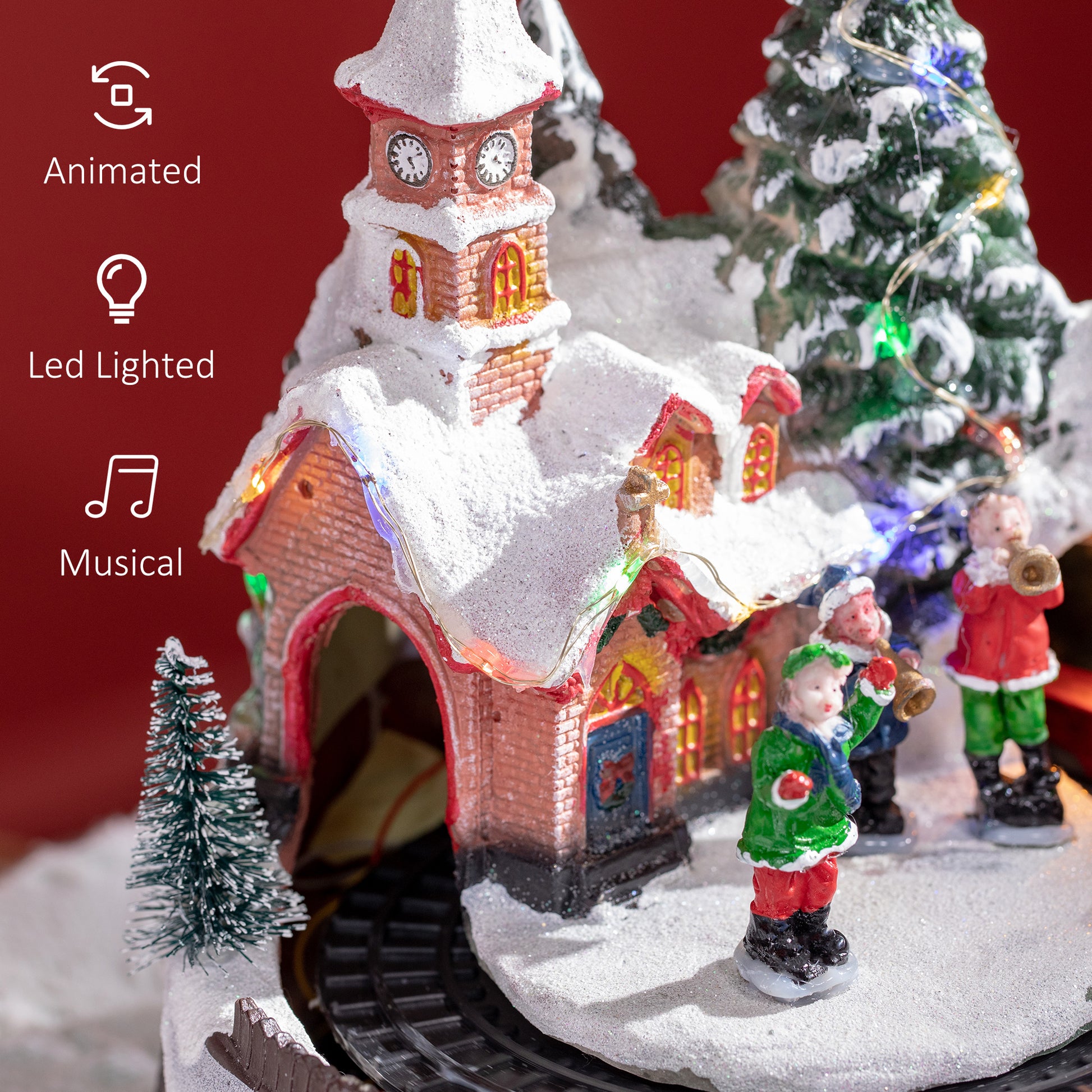 Desktop Christmas Decoration, Christmas Village Houses with Rotating Train, Battery Operated, Multicolored Christmas Village Houses   at Gallery Canada