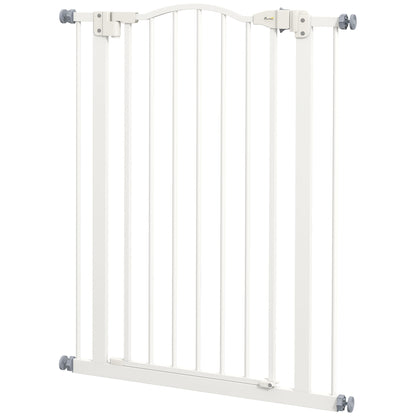 Extra Tall Dog Gate with Door, Pressure Fit, Auto Close, Double Locking for Doorways Hallways Stairs, White Houses, Kennels & Pens   at Gallery Canada