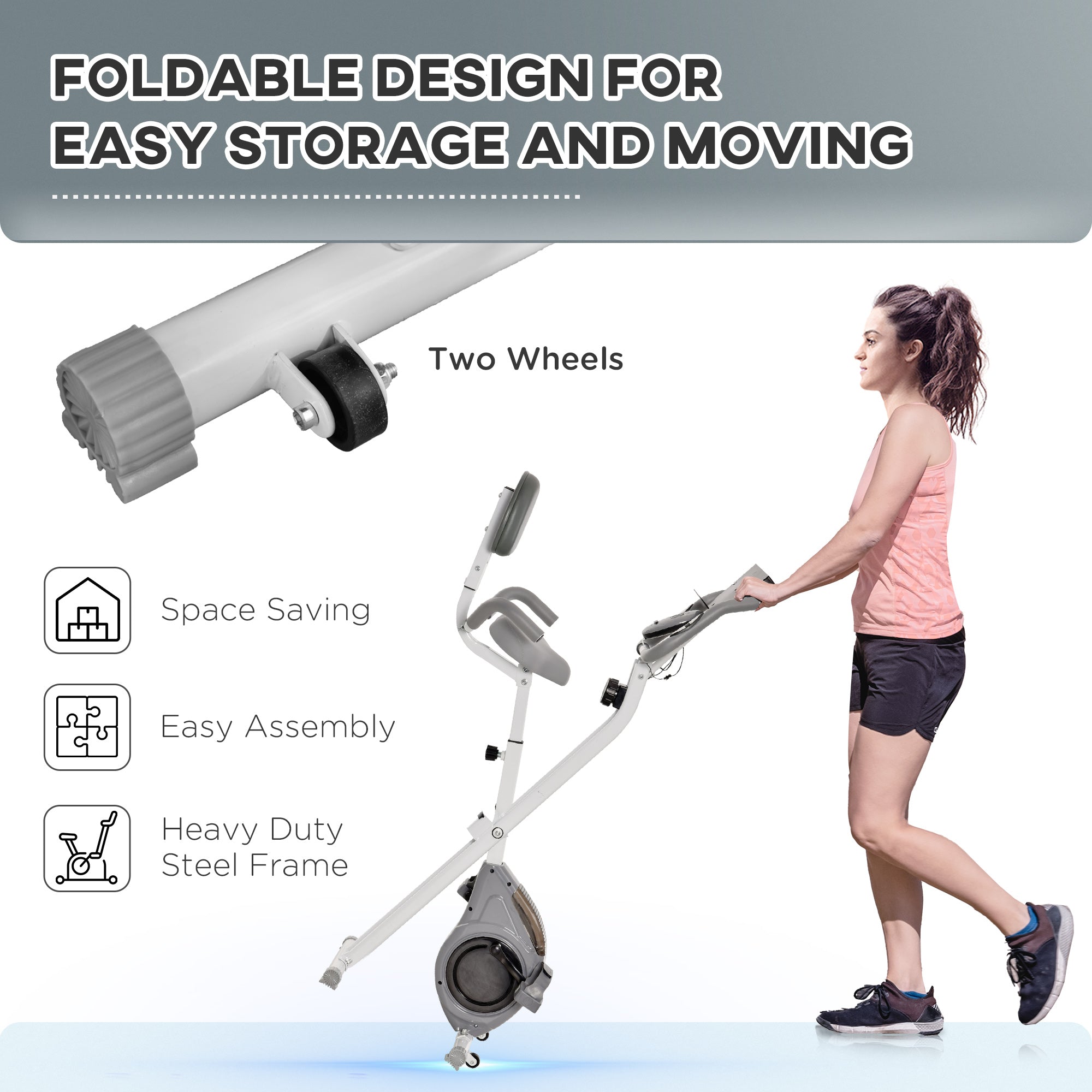 Folding Exercise Bike, Indoor Stationary Bike with 8-Level Magnetic Resistance and LCD Monitor, for Cardio Workout Grey Exercise & Stationary Bikes at Gallery Canada