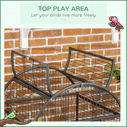 66" Bird Cage Parrot Cage for Conures, Cockatiels, Parrotlet with Play Top, Rolling Stand, Pull Out Tray, Storage Shelf Bird Cages   at Gallery Canada