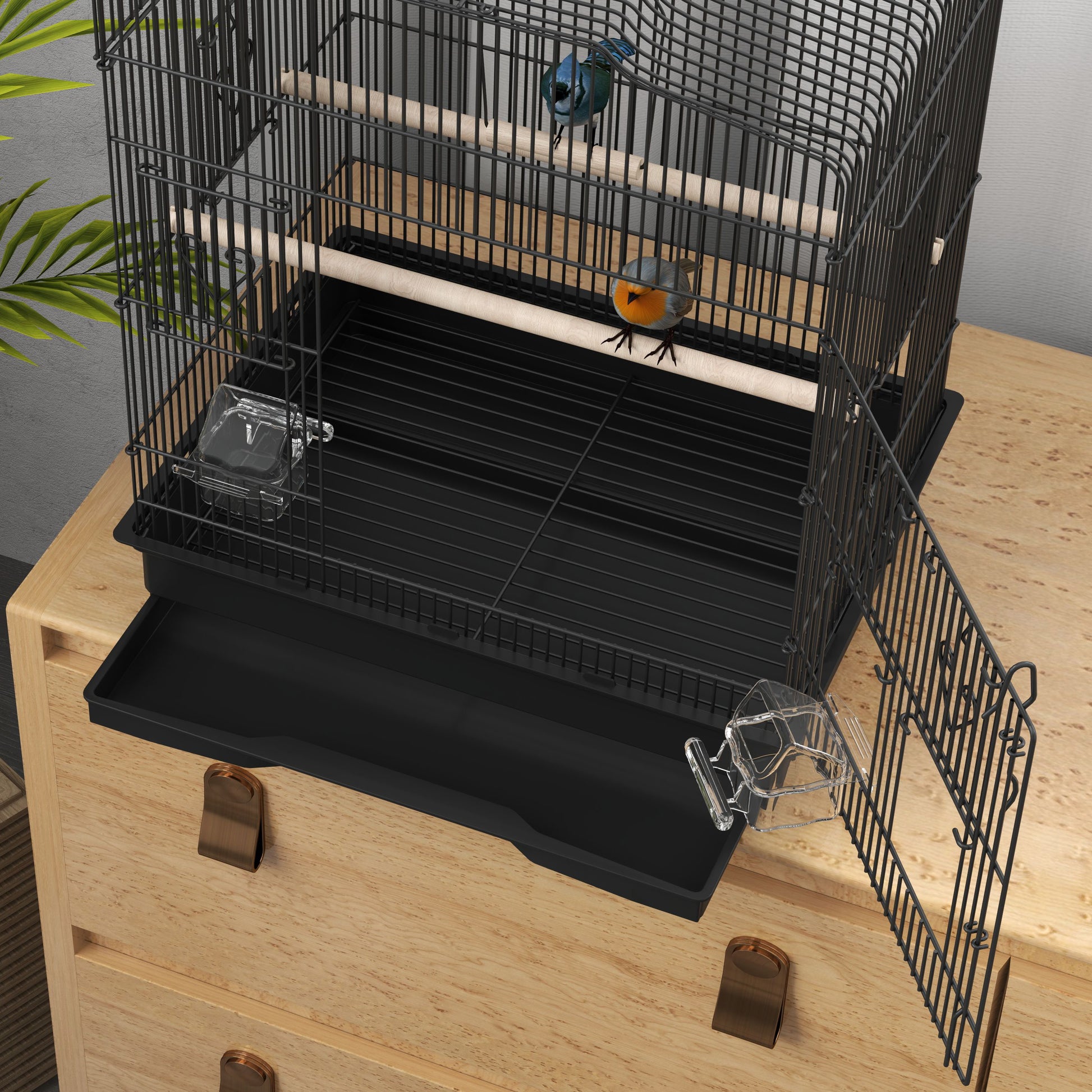 23" Bird Cage, Finches Canaries, Parrot Cage with Doors Perches, 2 Feeder Pet Supplies, Black Bird Cages at Gallery Canada