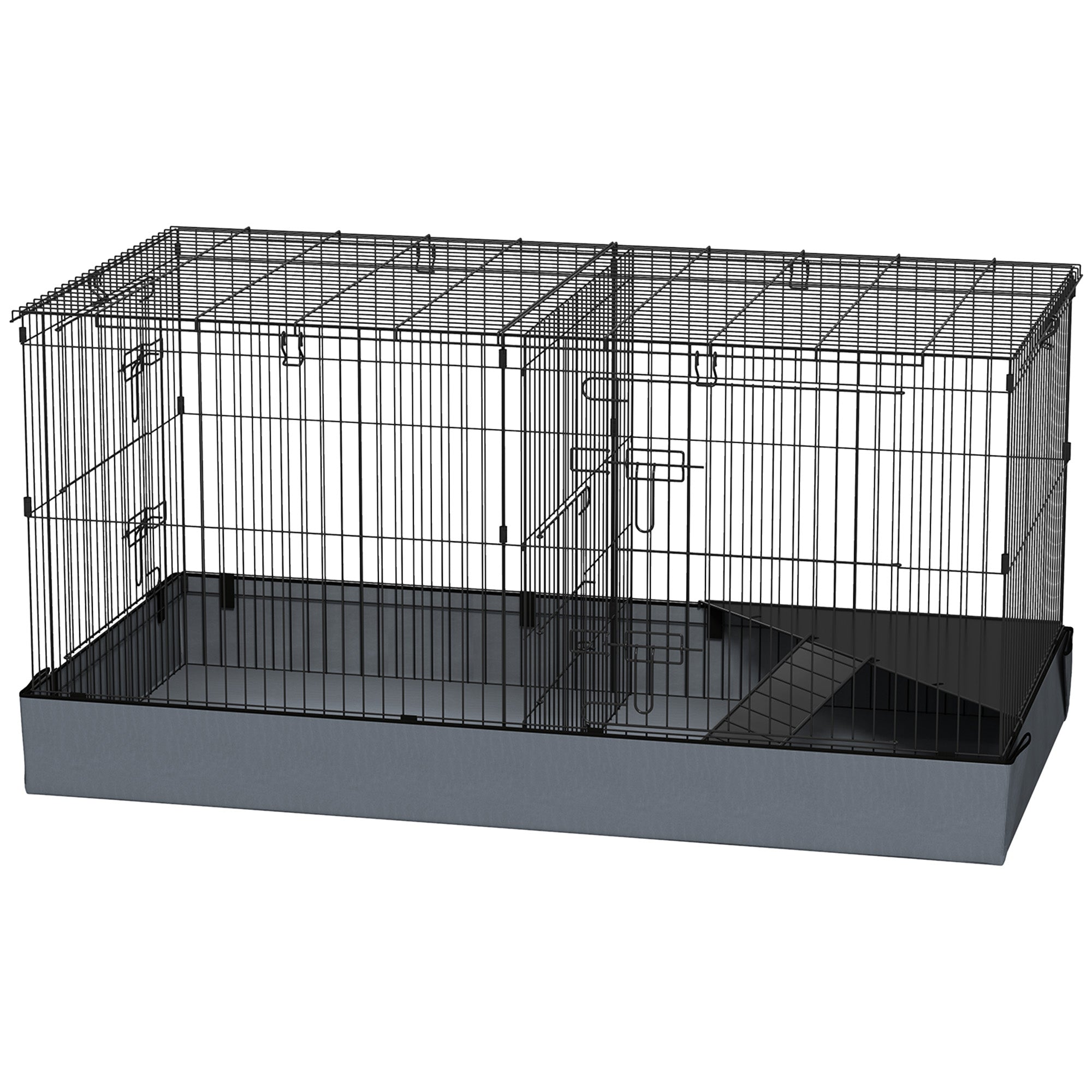 Guinea Pig Cage with Removable Top, 2 Separate Area, Waterproof Bottom Liner, Ramp, Perch, for Rabbits, Hedgehogs Houses & Habitats Multi Colour at Gallery Canada