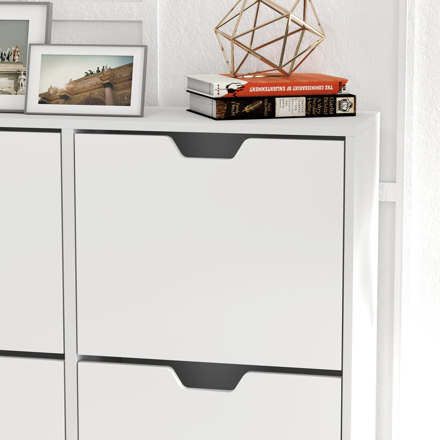 Shoe Storage Cabinet with 4 Flip Drawers and Adjustable Shelf, Shoe Cabinet for 16 Pairs of Shoes, White Shoe Storage Cabinets & Racks   at Gallery Canada