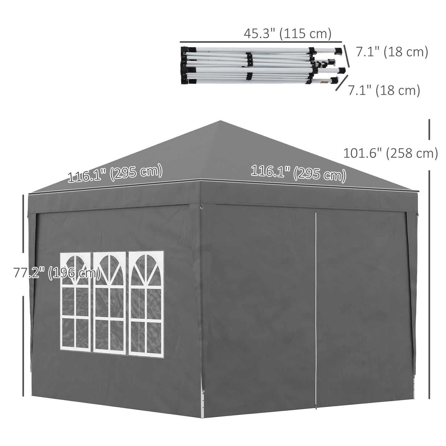 10'x10' Outdoor Pop Up Party Tent Wedding Gazebo Canopy with Carrying Bag (Dark Grey) Pop Up Canopies at Gallery Canada