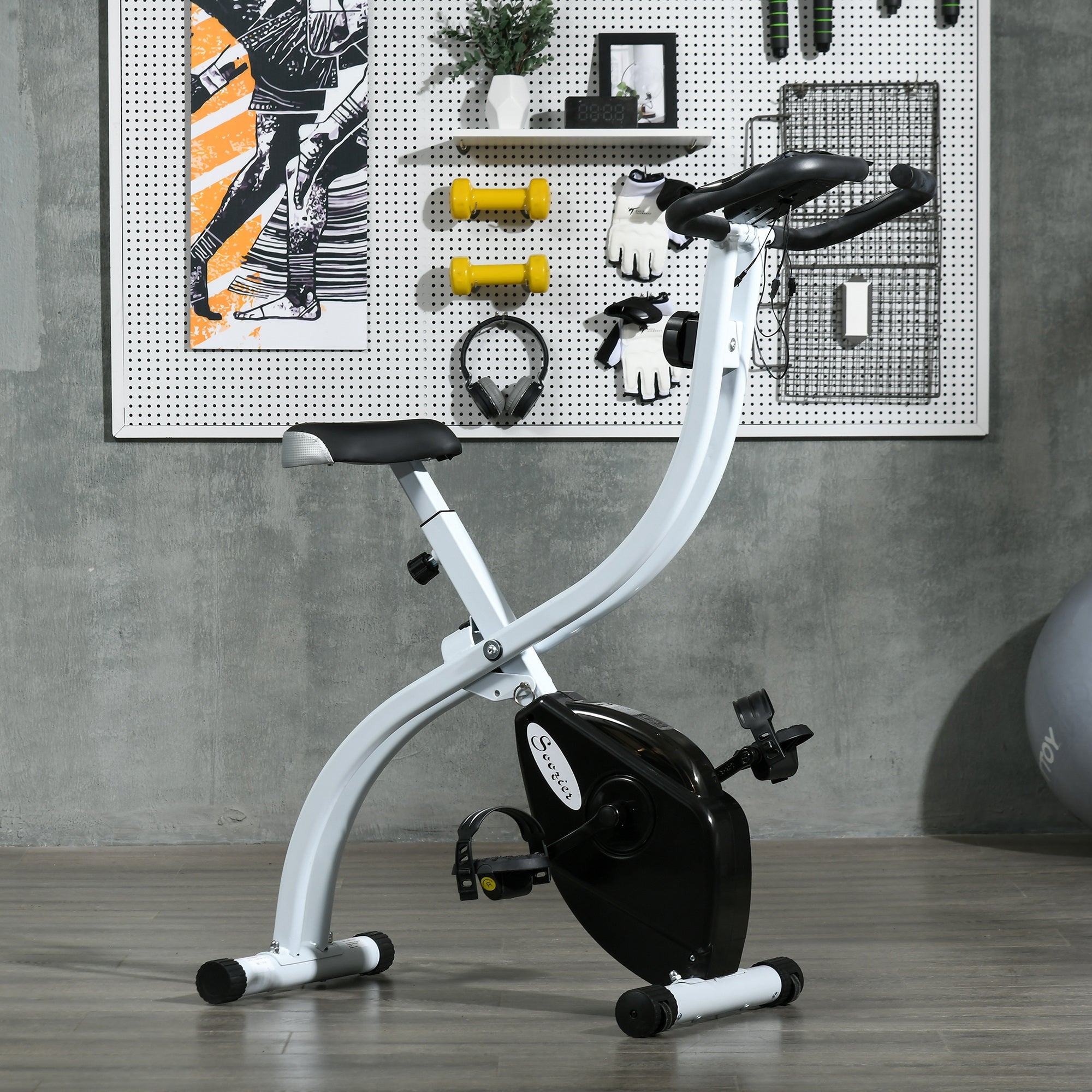 Foldable &; Quiet Exercise Bike with 8-Level Magnetic Resistance, Pulse Sensor, Wheels and LCD Monitor, Black Exercise & Stationary Bikes   at Gallery Canada