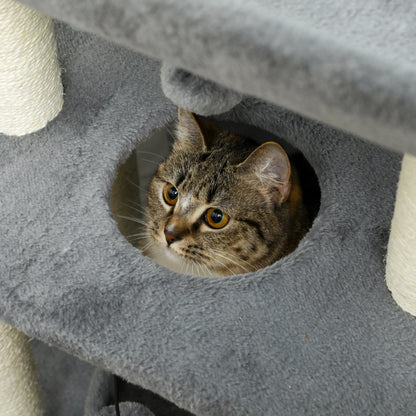 Small Cat Tree with Perch, Scratching Posts, Pad, Bed, Toy Balls, Light Grey Cat Posts   at Gallery Canada