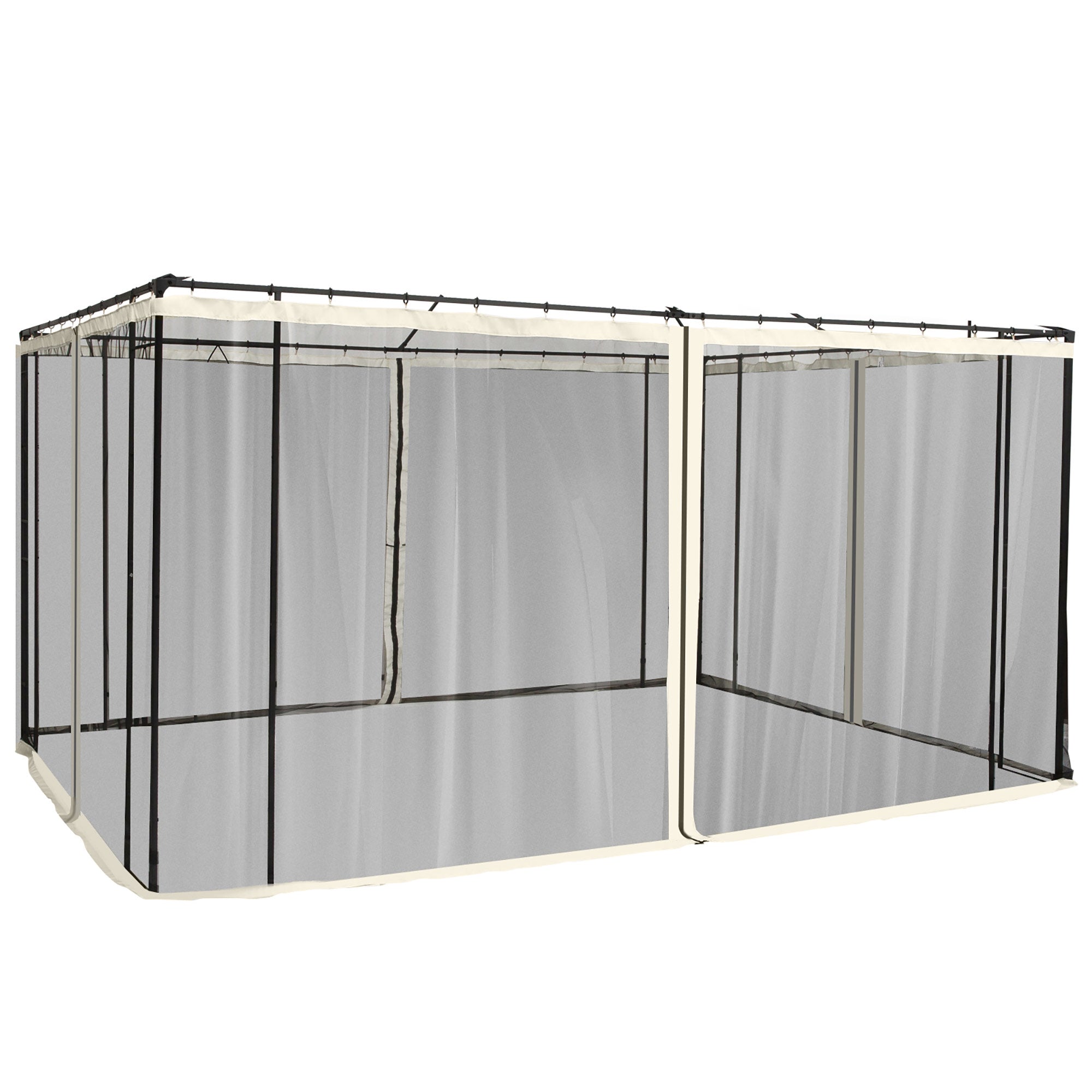 Replacement Mosquito Netting for Gazebo 10' x 12' Black Screen Walls for Canopy with Zippers, Cream White Gazebo Sidewalls Black, Cream White at Gallery Canada