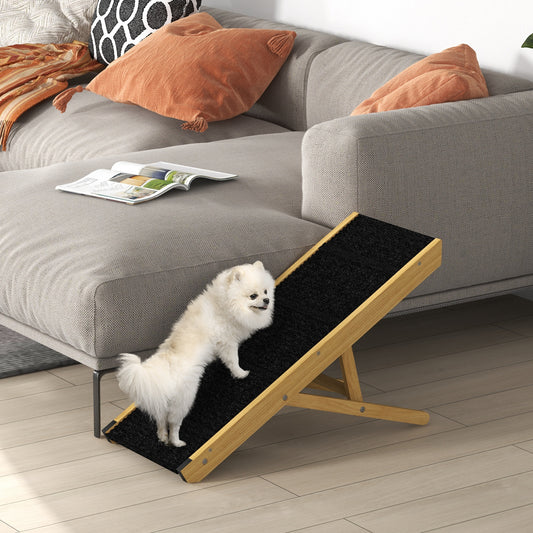 33" Foldable Dog Ramp with 4-Level Adjustable Height for Bed, Couch, for Small and Medium Dogs, Natural Wood Dog Stairs   at Gallery Canada