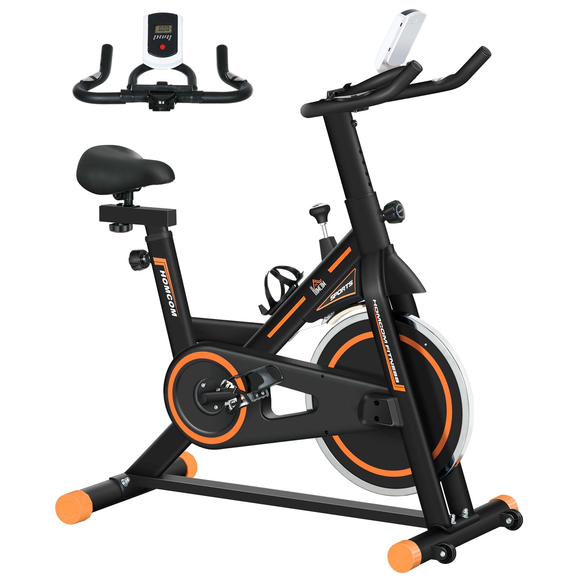Upright Stationary Exercise Bike, Cardio Workout Training Bicycle w/ Adjustable Resistance LCD Monitor, Orange Exercise & Stationary Bikes at Gallery Canada