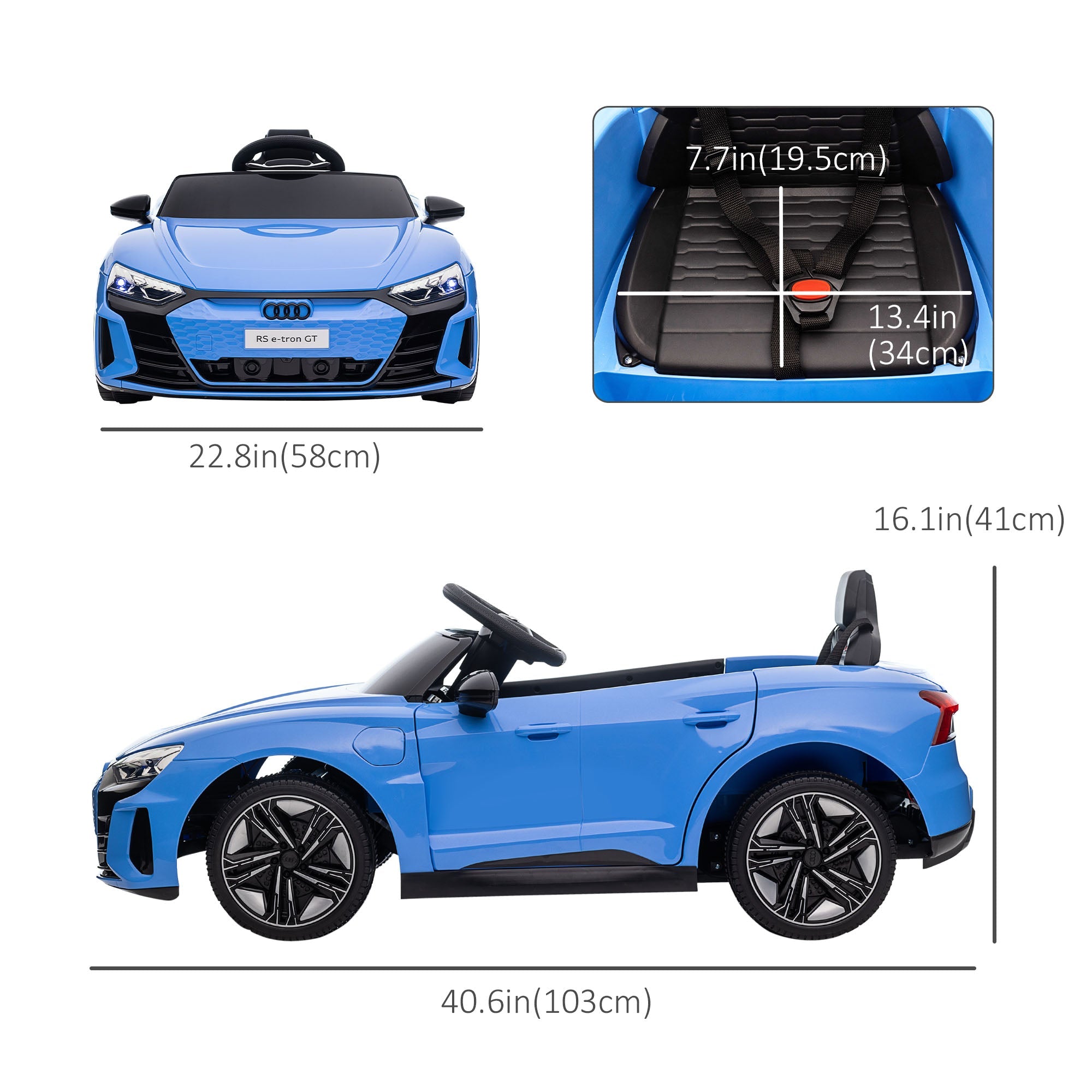 Electric Ride On Car with Remote Control, 12V 3.1 MPH Kids Ride-On Toy for Boys and Girls with Suspension System, Horn Honking, Music, Lights, Blue Electric Toy Cars   at Gallery Canada