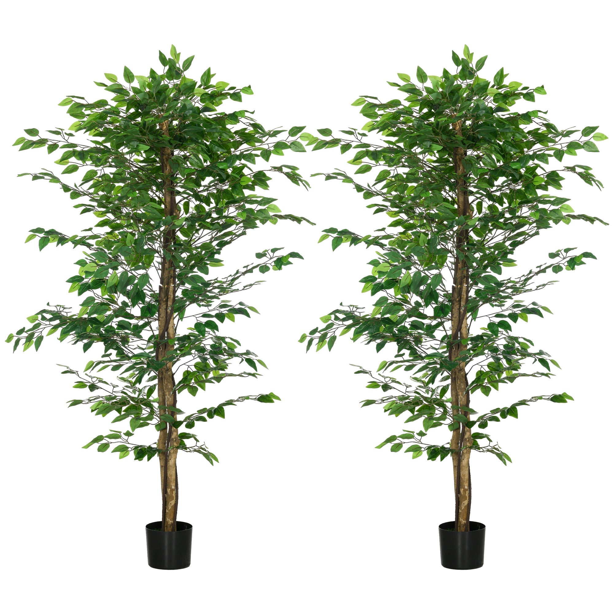 Set of 2 6ft Artificial Trees Ficus, Indoor Outdoor Fake Plants with Pot, for Home Decor Artificial Trees Green  at Gallery Canada