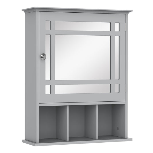 Bathroom Cabinet Wall Mount with Mirror Door 3 Shelf Organizer for Bathroom, Kitchen, Bedroom, Grey - Gallery Canada