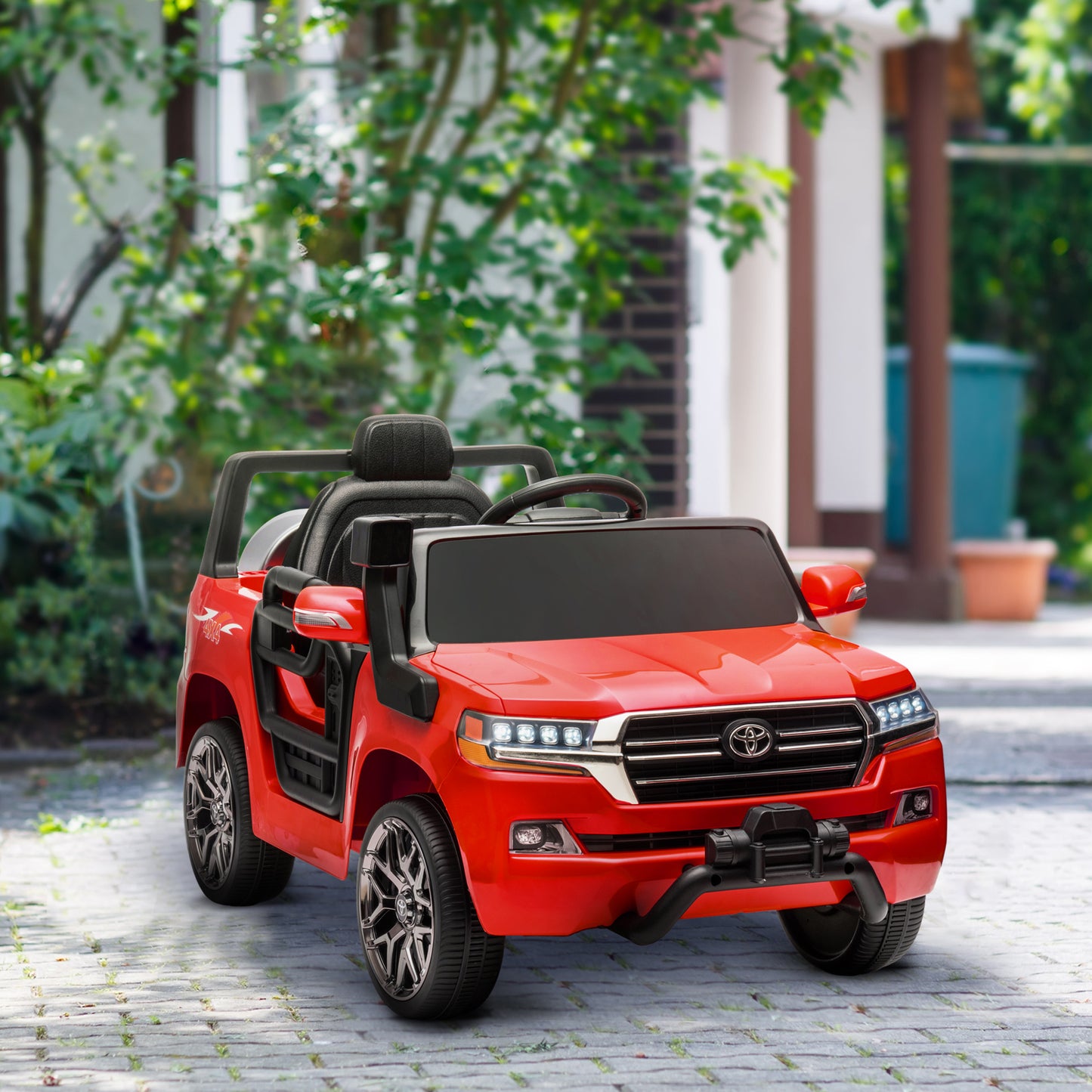 12V Toyota LAND CRUISER Licensed Kids Car w/ Remote Control, Four Wheel Spring Suspension, Soft Start, LED Light, Red Electric Toy Cars   at Gallery Canada