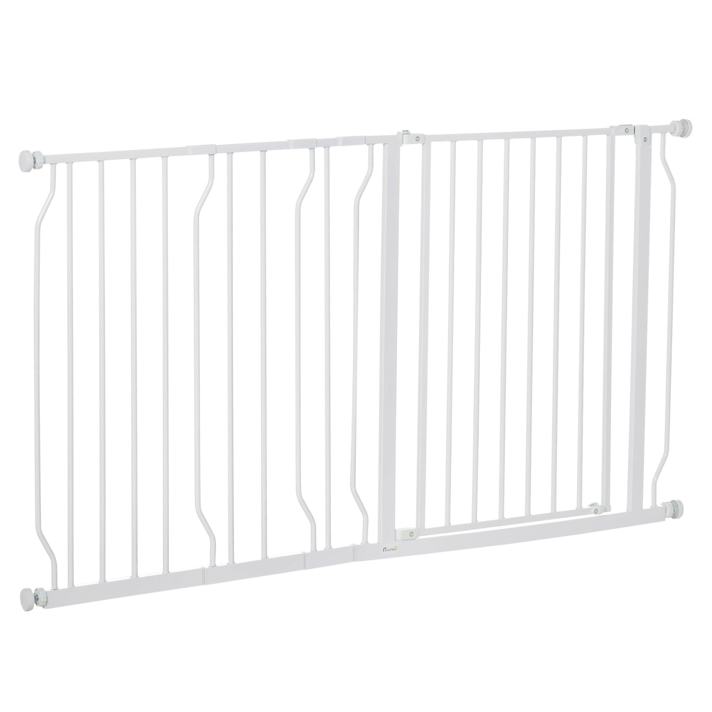 30"- 57" Extra Wide Dog Gate with Door, Double Locking System, Easy Install Pet Gate for Stairs, Hallways, and Doorways, White Houses, Kennels & Pens White  at Gallery Canada