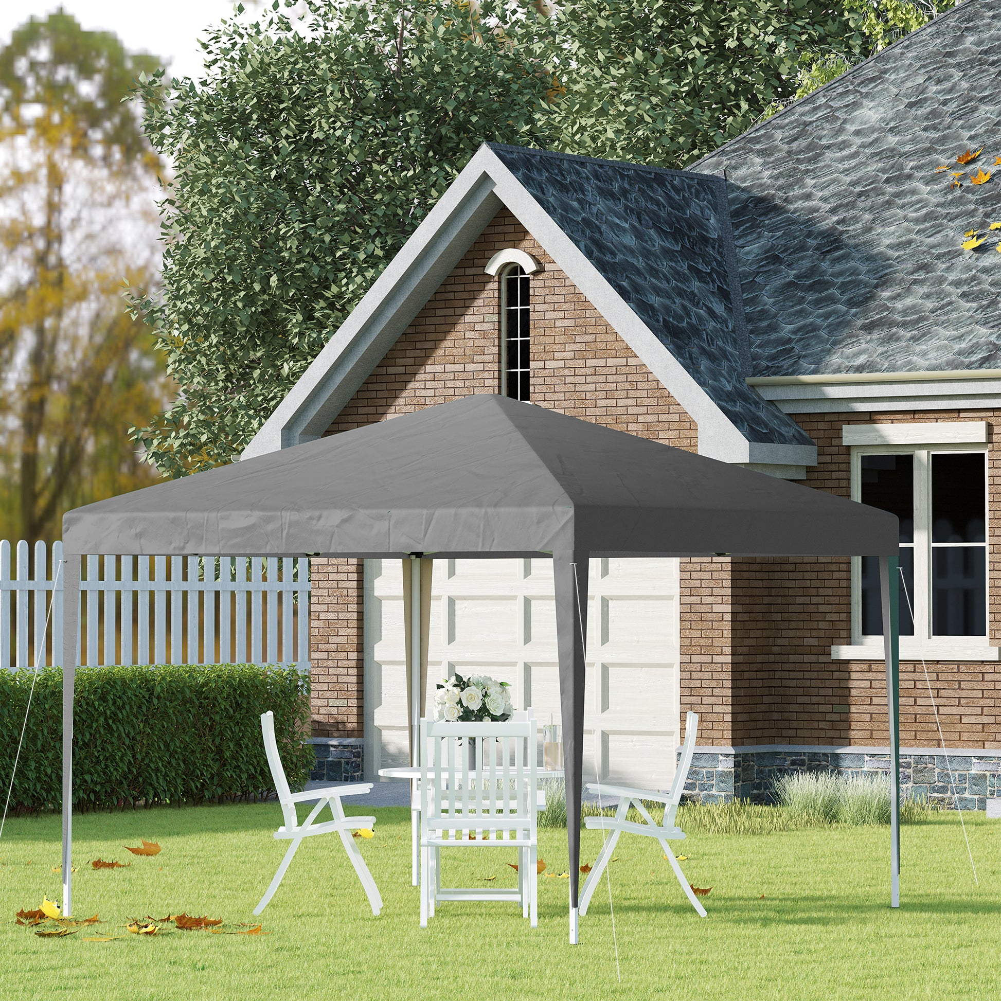 10 x 10ft Folding Pop Up Tent Outdoor Gazebo Canopy with Carrying Bag, Grey Pop Up Canopies at Gallery Canada