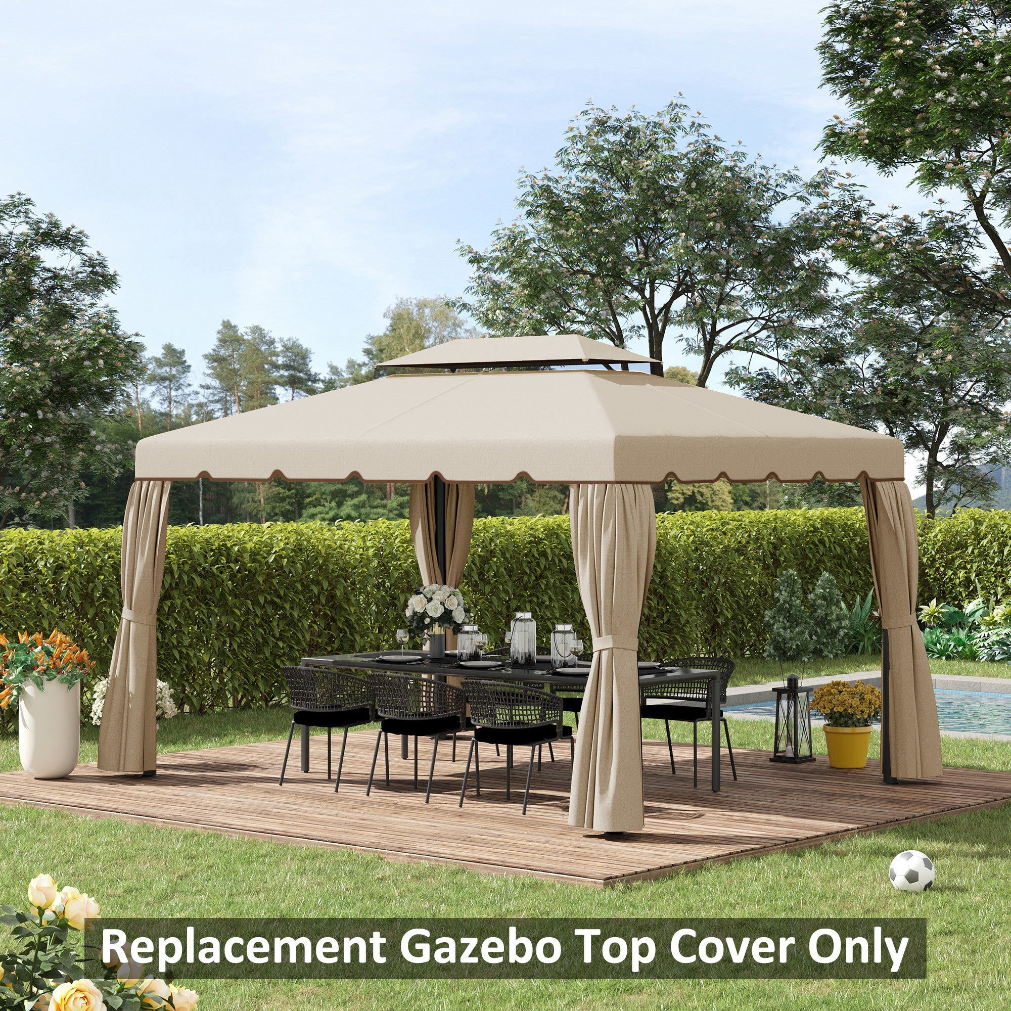 13.1' x 9.8' Gazebo Replacement Canopy, Gazebo Top Cover with Double Vented Roof for Garden Patio(TOP ONLY), Beige Gazebo Canopy Replacement at Gallery Canada