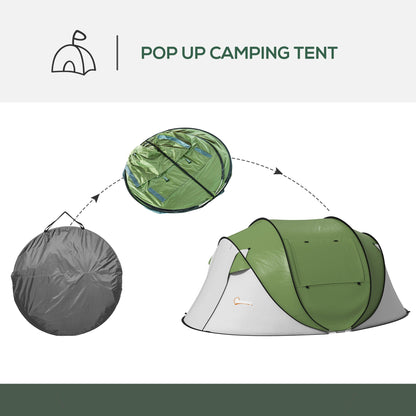 Pop Up Tent with Porch and Carry Bag, 3000mm Waterproof, for 2-3 People Camping Hiking, Green Camping Tents   at Gallery Canada