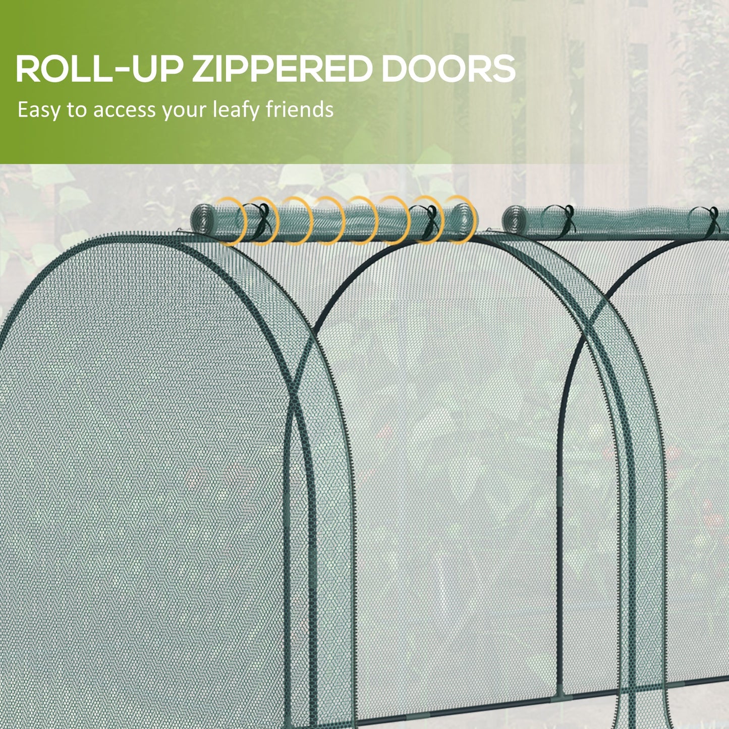 9' x 4' Crop Cage, Garden Plant Protector, with 3 Zippered Doors and 6 Ground Stakes, for Garden, Yard, Lawn, Green Walk In Greenhouses   at Gallery Canada