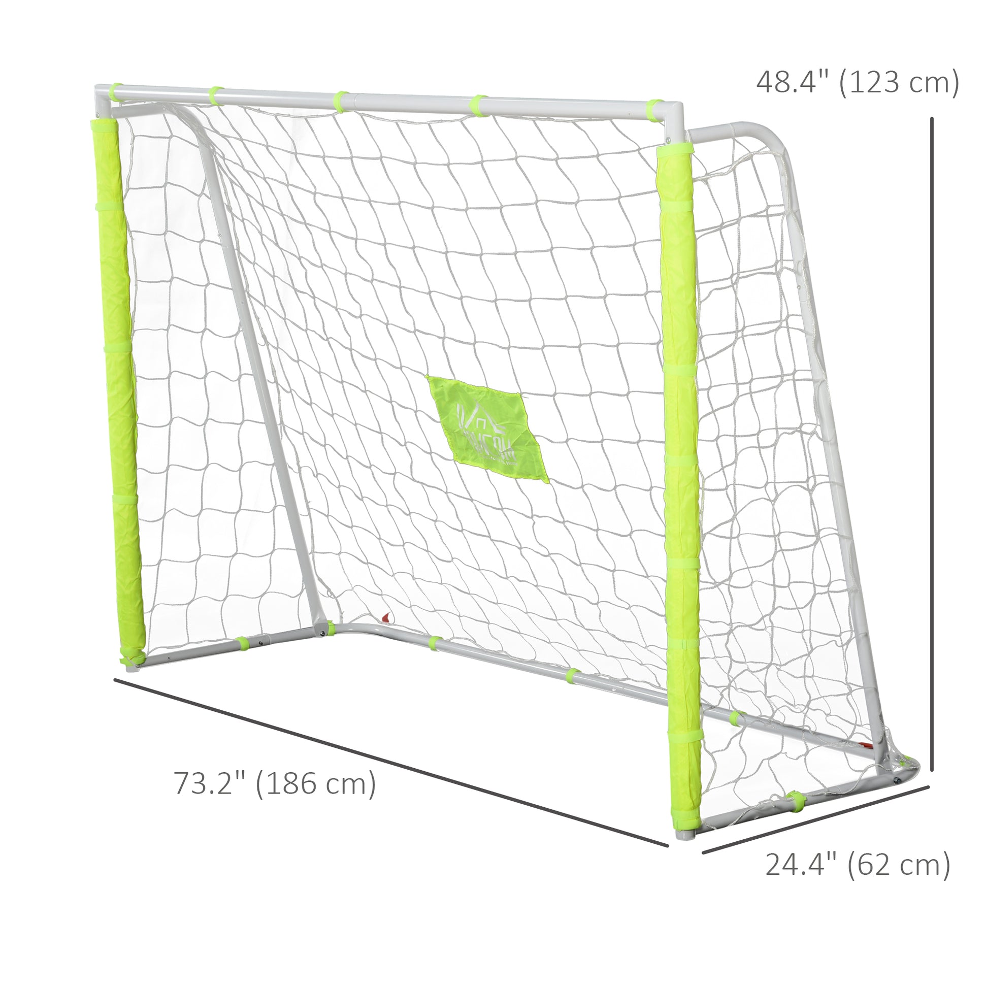 6ft x 4ft Soccer Goal Net with Metal Frame, PE Mesh, Ground Stakes, Easy Assembly, Yellow Football   at Gallery Canada