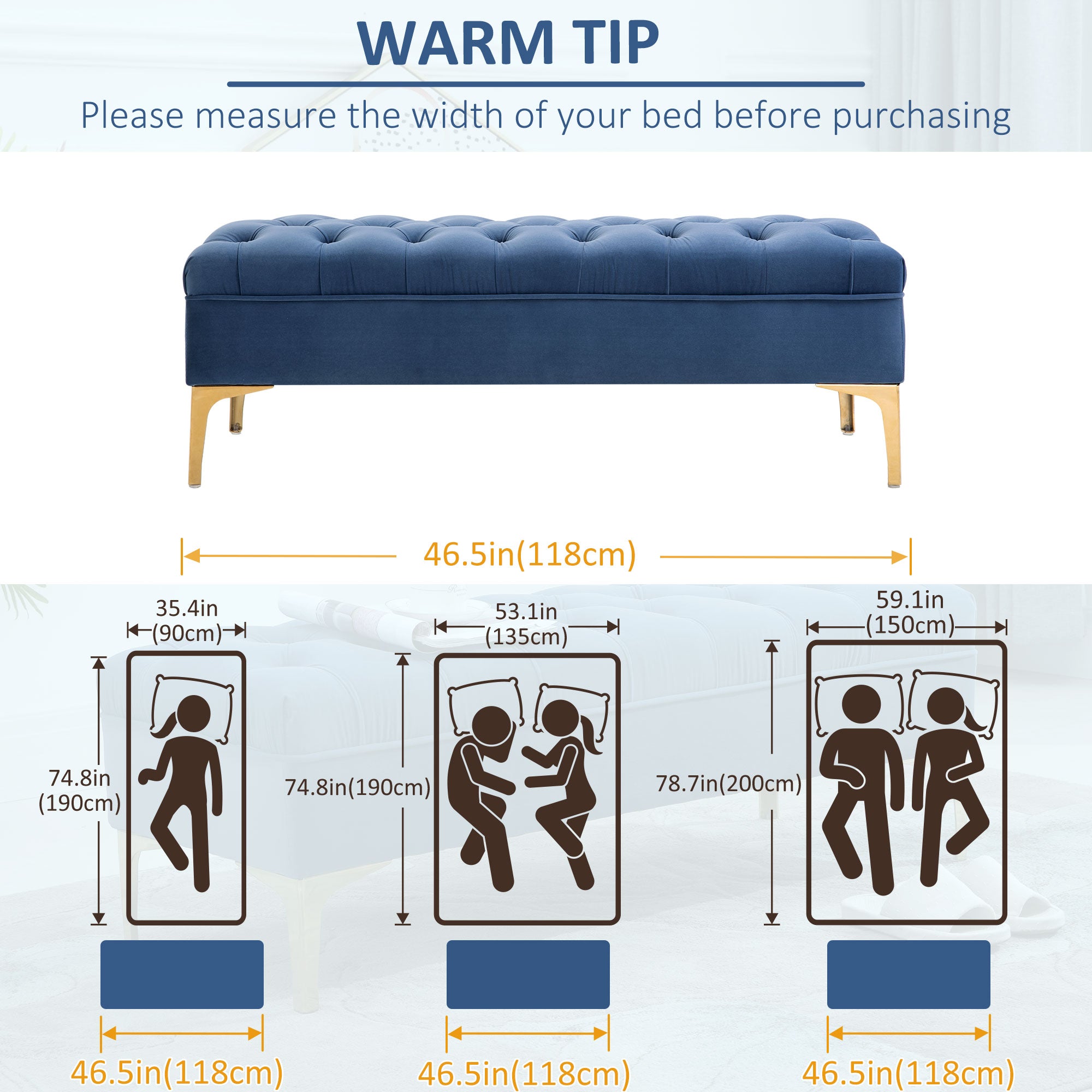 End of Bed Bench, Upholstered Bench, Entryway Shoe Bench with Button Tufted for Living Room, Bedroom, Blue Storage Ottomans & Benches at Gallery Canada