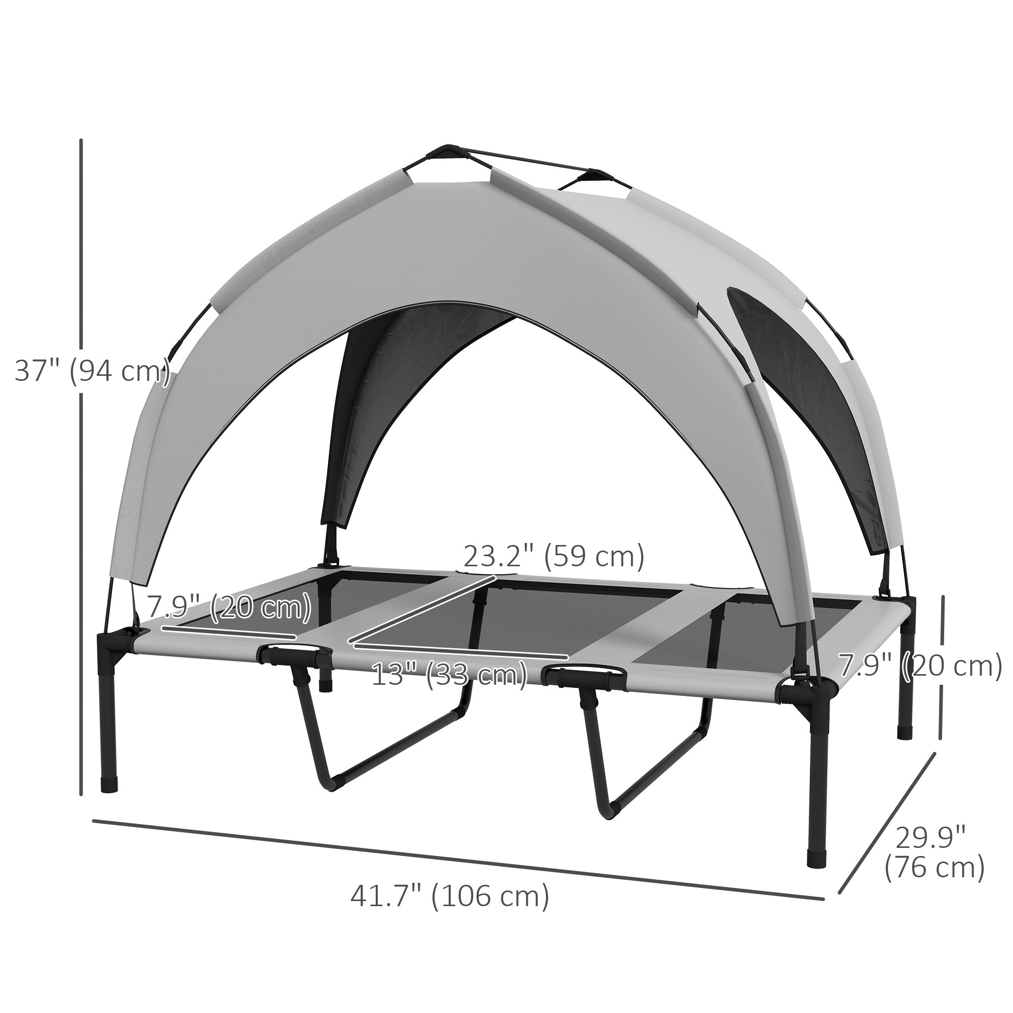 Raised Dog Bed Cooling Dog Cot w/ Canopy Washable Breathable Mesh, for Large Dogs, Light Grey Elevated Dog Beds   at Gallery Canada