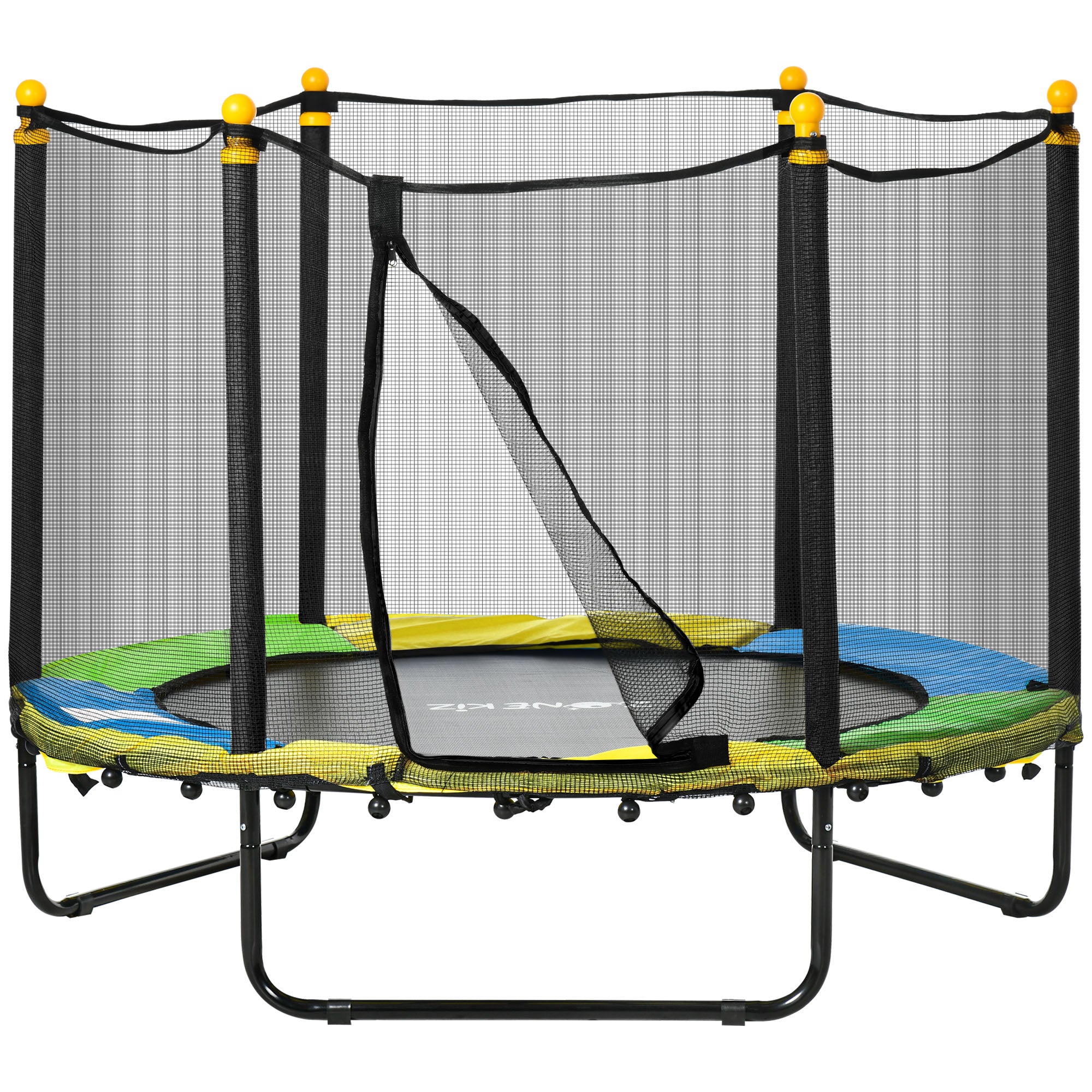 4.6FT Trampoline for Kids with Enclosure Net for Ages 3-10, Indoor Outdoor Use, Black Trampolines Black, Green, Blue, Yellow at Gallery Canada