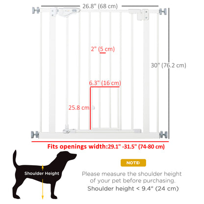 Pet Gate Extra Wide Press-Mounted with Cat Door, Auto Closing Pet Gate for Stair, Hallway, 29-32 Inch, White Houses, Kennels & Pens at Gallery Canada