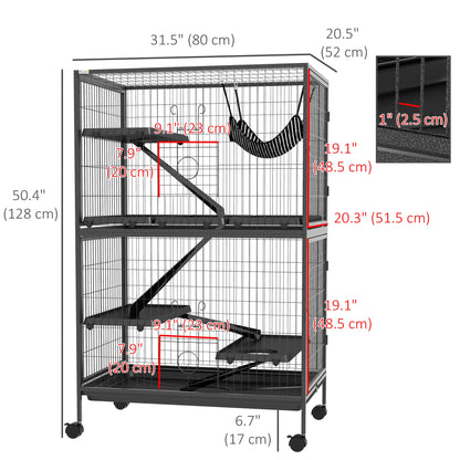 5-Tier Rolling Small Animal Cage, Deluxe Guinea Pig Cage, Ferret Cage for Mink Chinchilla Kitten Rabbit, Grey Houses & Habitats Black and Grey  at Gallery Canada