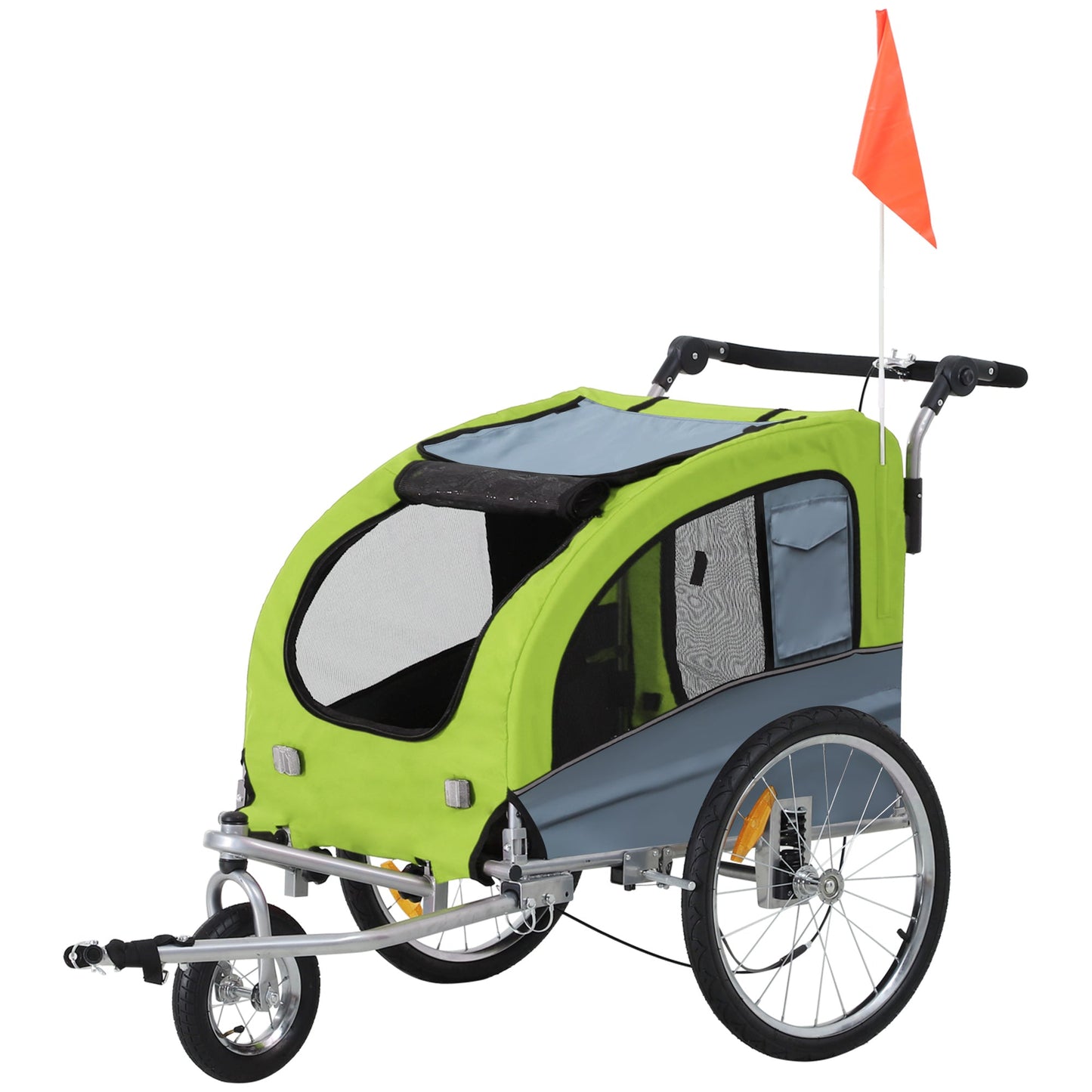 Dog Bike Trailer 2-In-1 w/ Suspension, Hitch, Storage Pockets, Green Dog Bike Trailers & Strollers Blue  at Gallery Canada