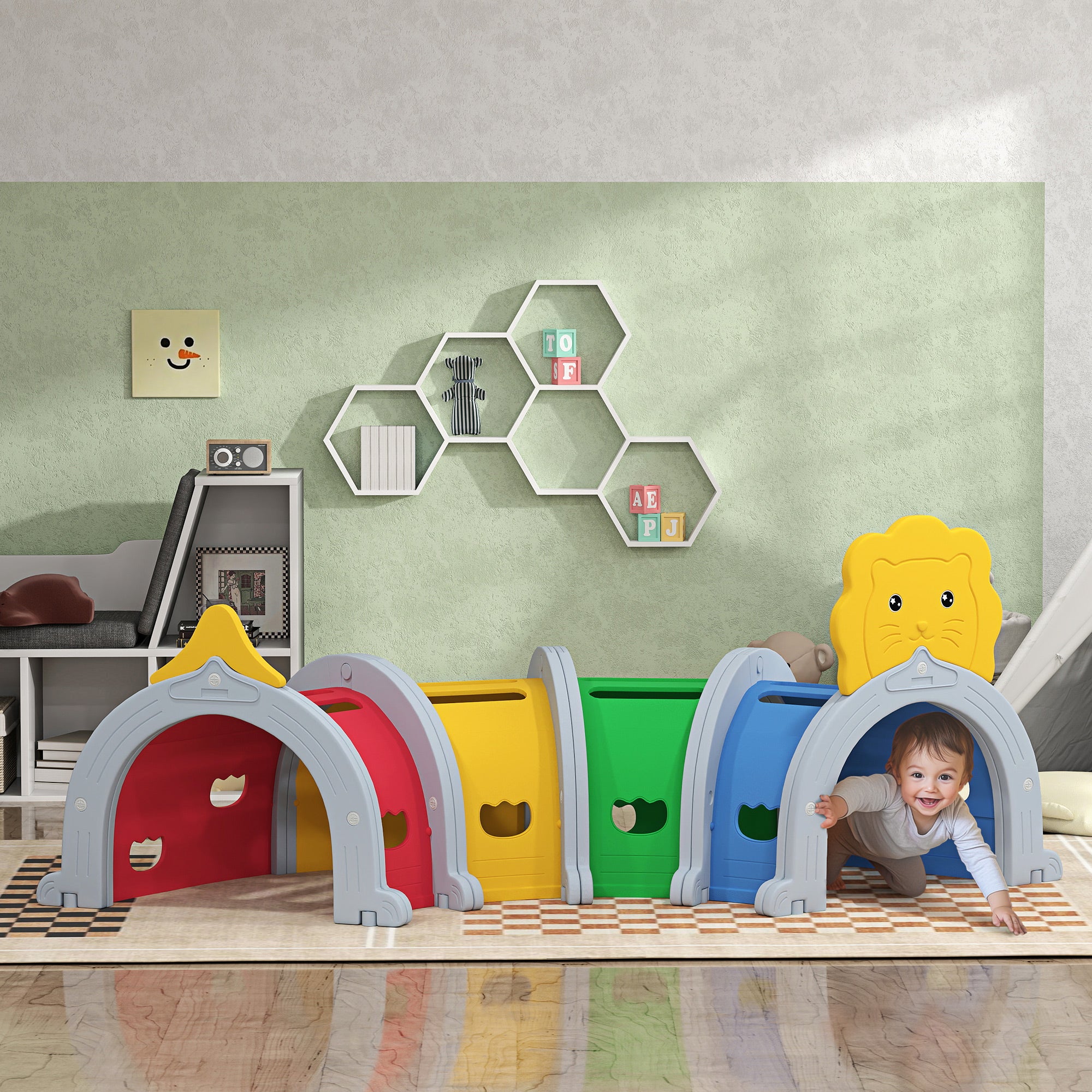 Lion Design Tunnel for Kids to Crawl Through, for 3-6 Years, Multicoloured Children's Play Tunnels at Gallery Canada