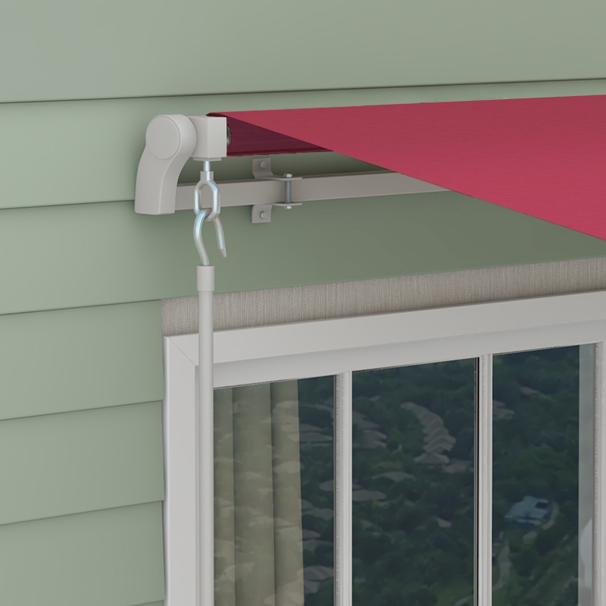 10' x 8' Manual Retractable Awning, Sun Shade Shelter Canopy, with Aluminum Frame and UV Protection for Patio Deck Yard Window Door, Wine Red Deck Awnings at Gallery Canada