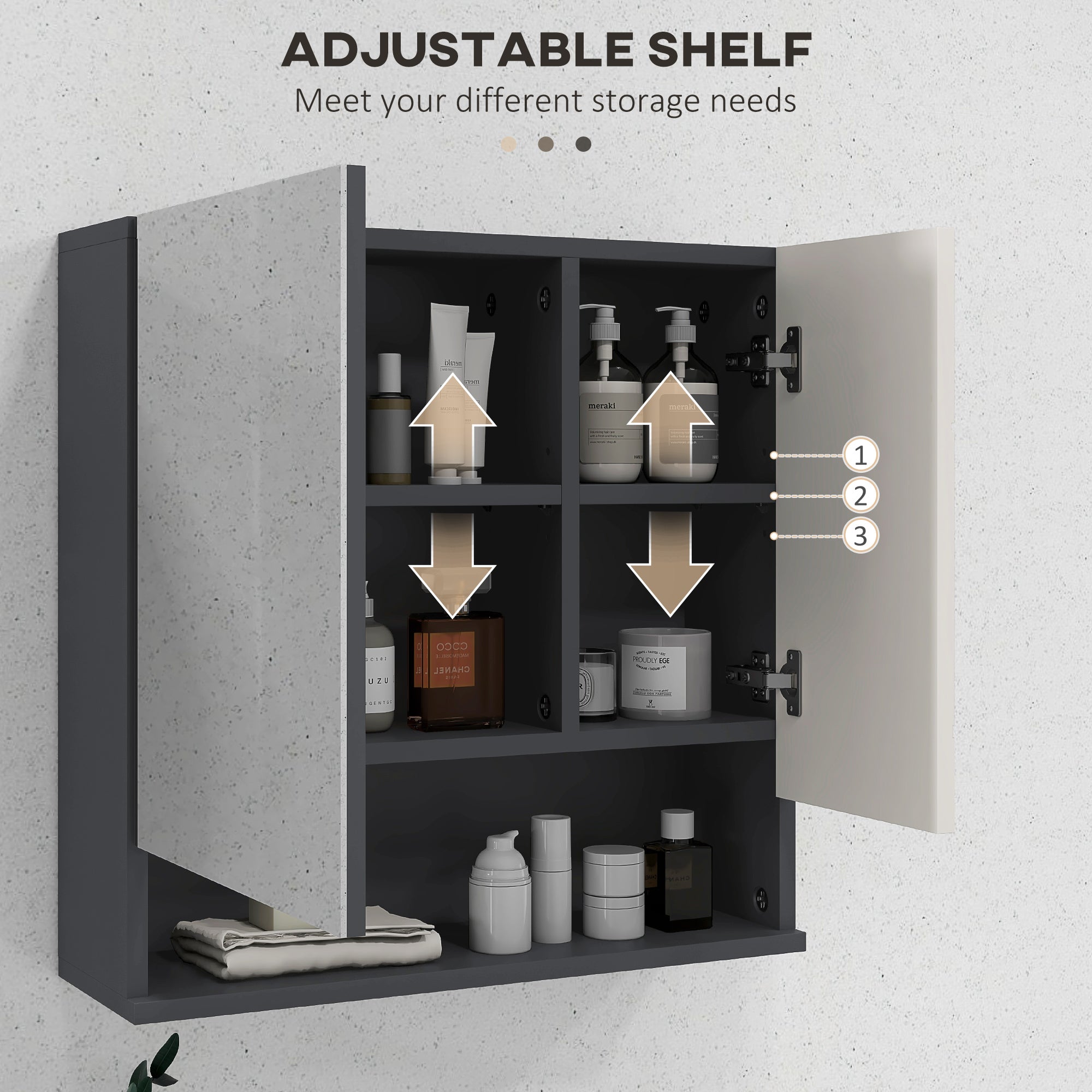 Medicine Cabinet, Wall Mounted Bathroom Mirror Cabinet with Mirrored Door, Adjustable Shelf and Soft Close Mechanism, Light Grey Mirror Medicine Cabinets at Gallery Canada
