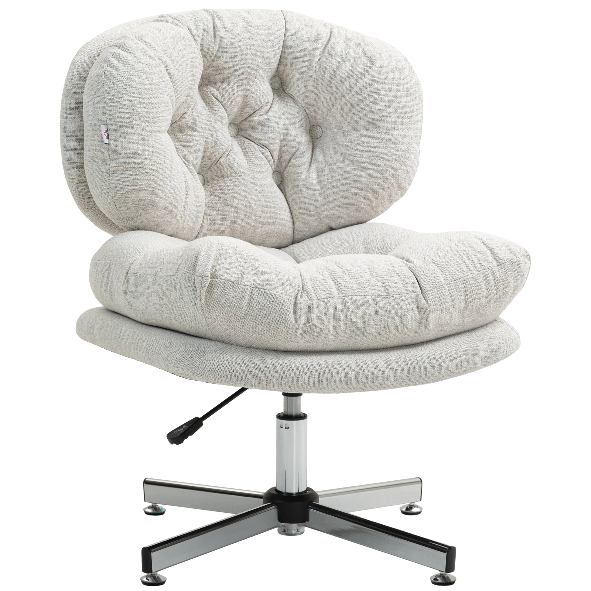 Computer Desk Chair, Armless Office Chair with Wide Padded Seat and Adjustable Height, Cream White Task Chairs   at Gallery Canada