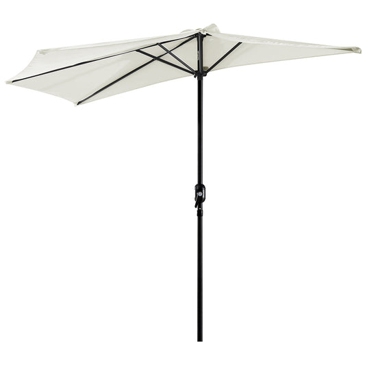 9ft Half Patio Umbrella Round Balcony Umbrella Waterproof Window Sun Shade w/ 5 Ribs Cream White - Gallery Canada