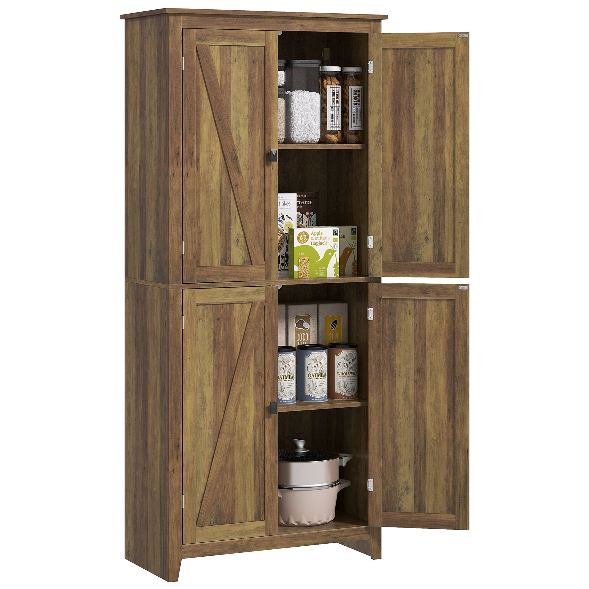 72" Freestanding Storage Cabinet, Kitchen Pantry Cabinet with Doors and Shelves for Dining Room, Brown Kitchen Pantry Cabinets   at Gallery Canada