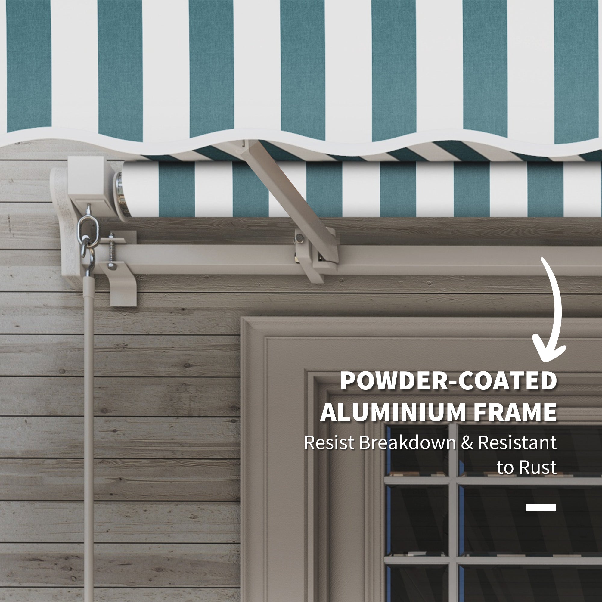 12' x 10' Manual Retractable Awning Outdoor Sunshade Shelter for Patio, Balcony, Yard, with Adjustable &; Versatile Design, Green and White Deck Awnings at Gallery Canada