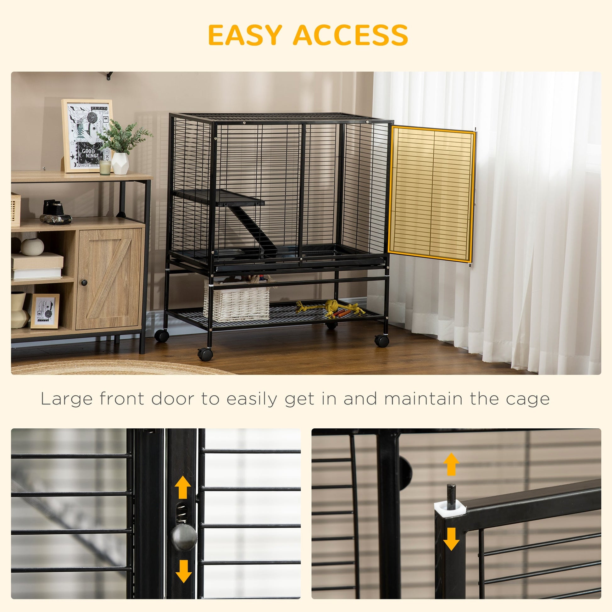 Small Animal Cage with Hammock, 2-Tier Ferret Cage Removable Tray Houses & Habitats   at Gallery Canada