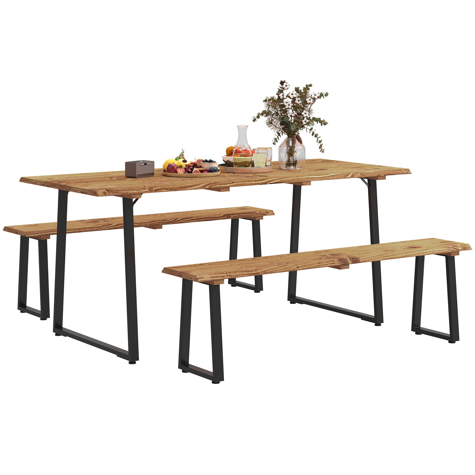 Picnic Table and Bench Set for 6 Persons with 2