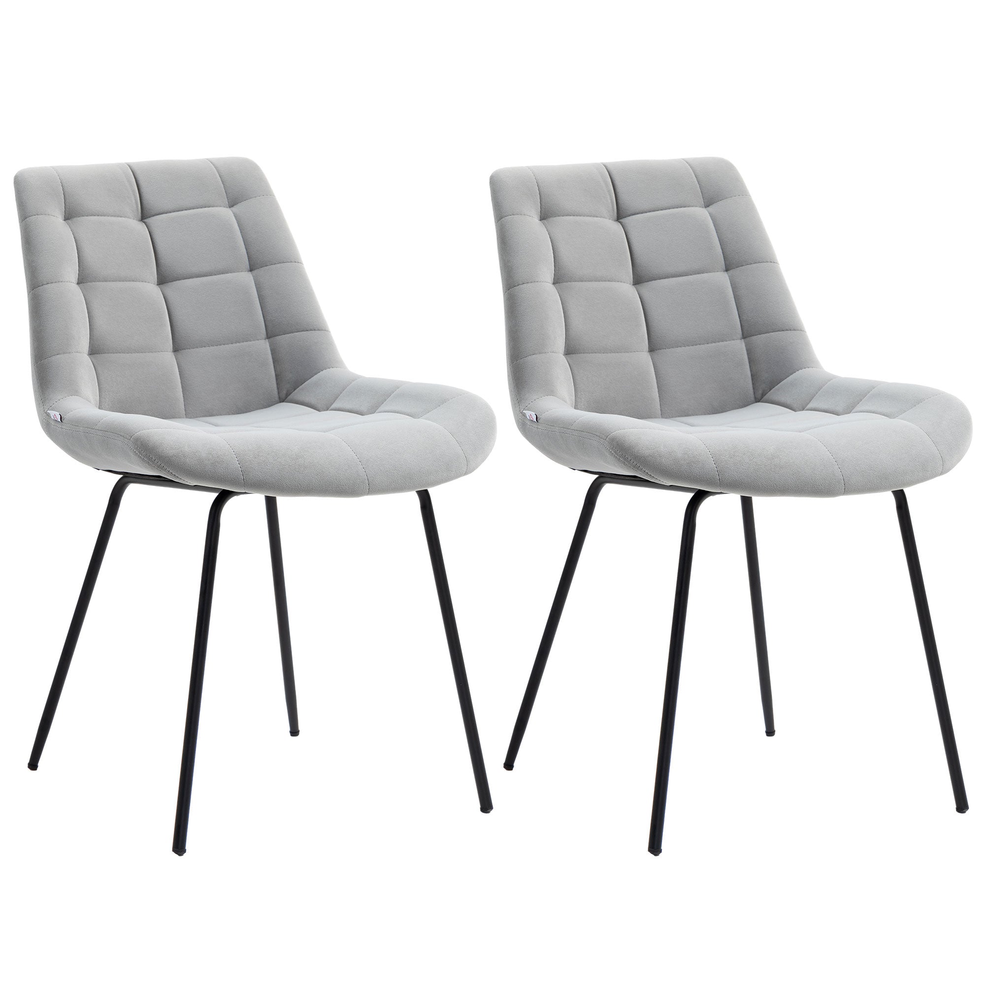 2 Pieces Dining Chairs, Set of 2 Upholstered Kitchen Chairs with Padded Seat and Steel Legs for Living Room Light Grey Dining Chairs   at Gallery Canada