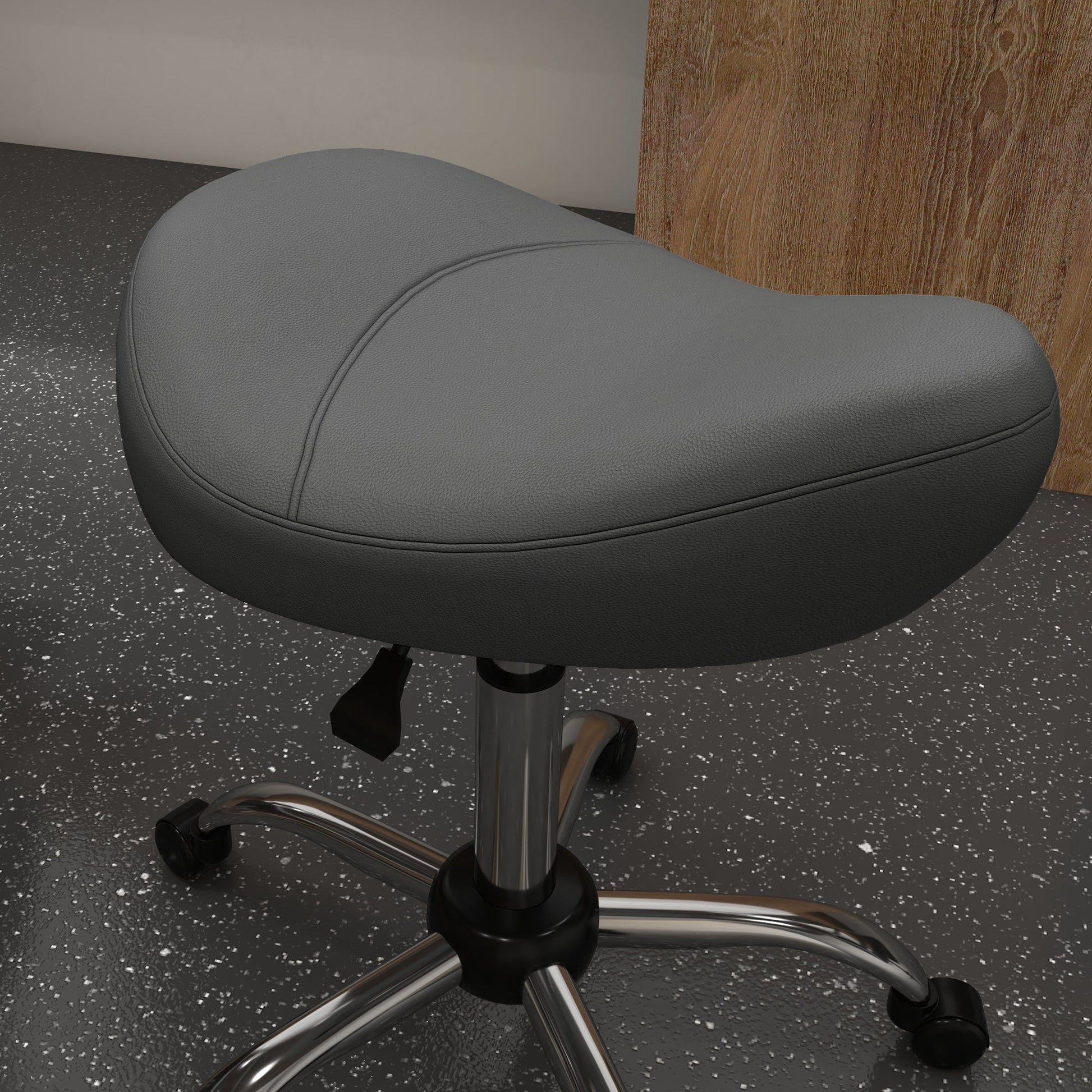 Saddle Stool, Height Adjustable Rolling Salon Chair with PU Leather for Massage, Spa, Clinic, Beauty and Tattoo, Grey Salon Stools   at Gallery Canada