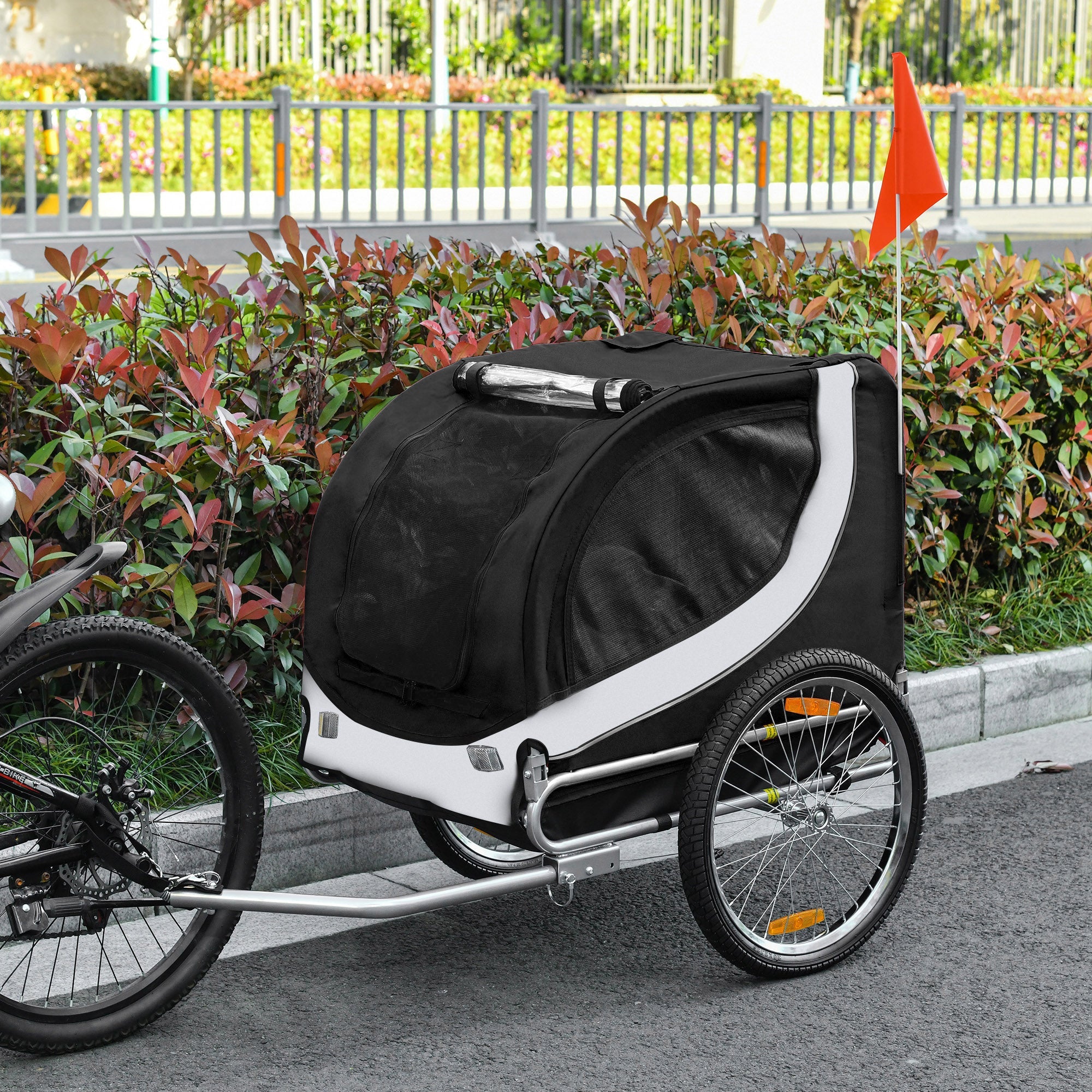 Dog Bike, Trailer Pet Cart, Bicycle Wagon, Travel Cargo, Carrier Attachment with Hitch, Foldable for Travelling, White Dog Bike Trailers & Strollers   at Gallery Canada