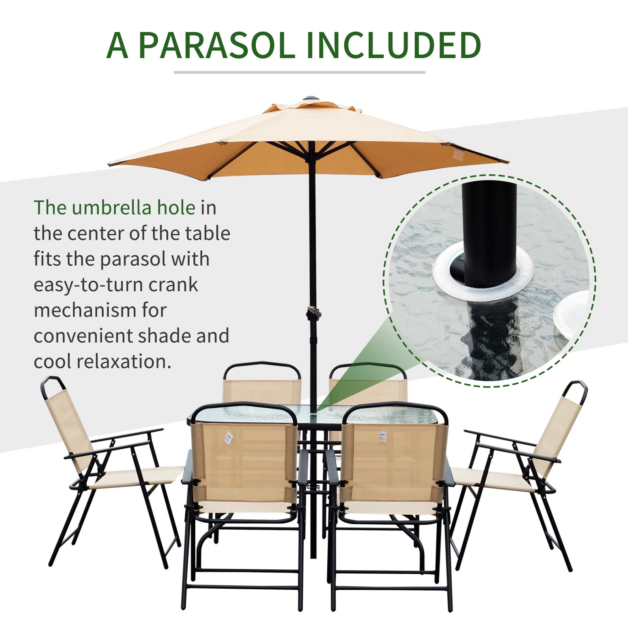 8 PCS Folding Patio Dining Set, Outdoor Bistro Set for 6, 47