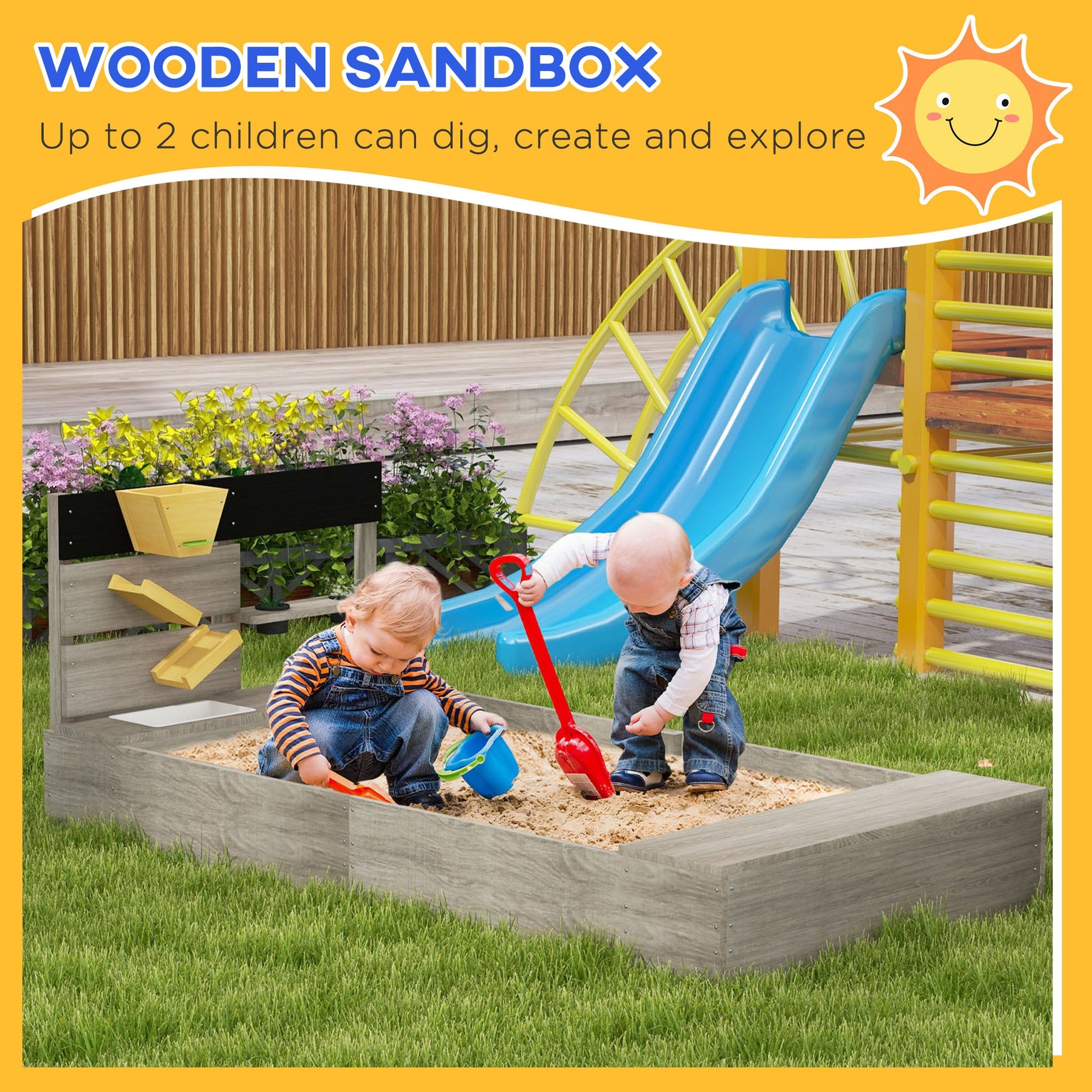 Wooden Kids Sandbox with Liner, Kitchen Design for Garden, Backyard Sandboxes & Accessories   at Gallery Canada